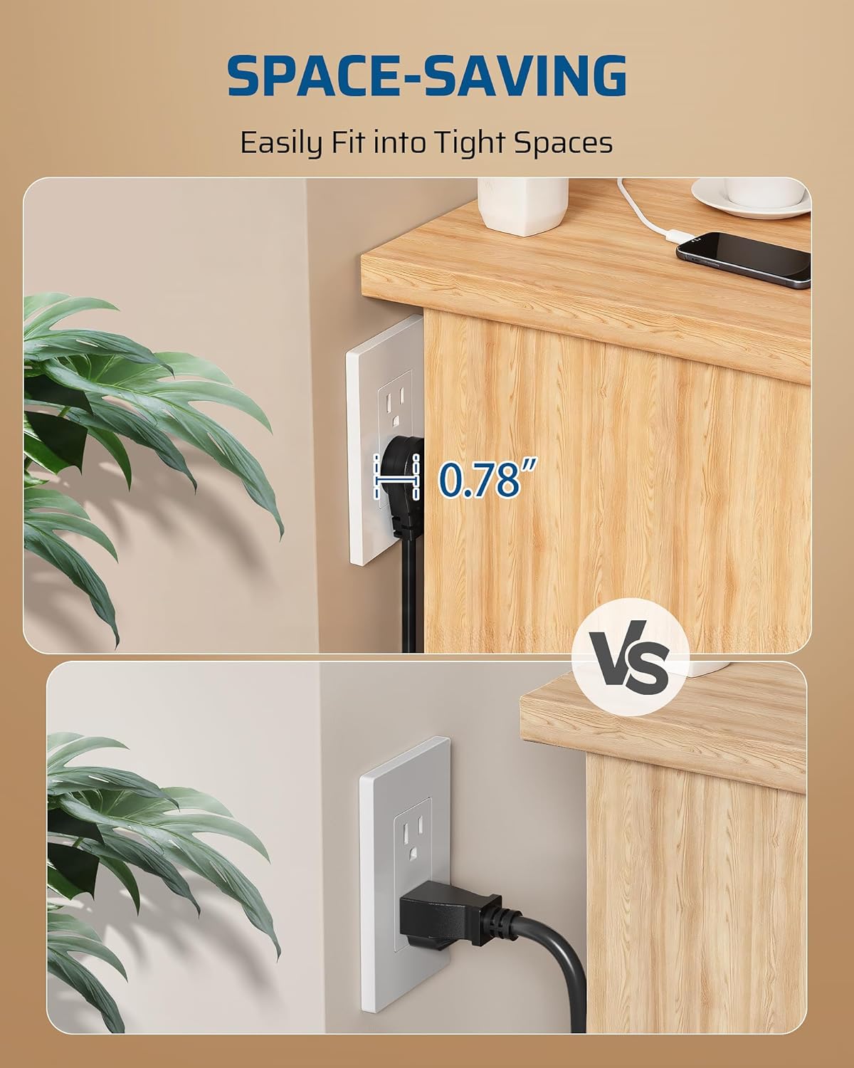 DEWENWILS 1FT Short Extension Cord, Flat Head Extension Cord Indoor with 3 Prong, Low Profile Power Cable SJT 14 AWG Flexible Power Cord for Home Kitchen, ETL Listed, 3 Pack