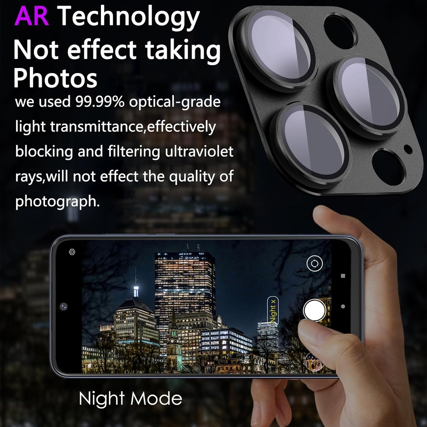 2 Pack Camera Lens Protector for iPhone 16 Pro/iPhone 16 Pro Max,[Not Easy to Breakn ] AR Tempered Glass Strong Adsorption Metal Camera Cover Screen-Black