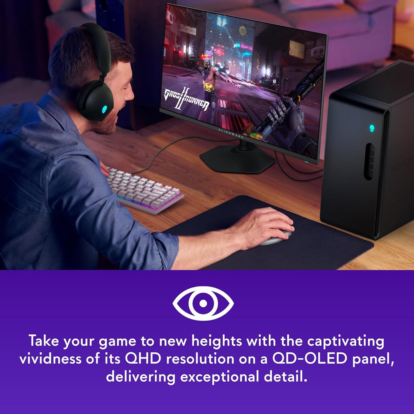 Alienware AW2725DF OLED Gaming Monitor - 26.7-inch Quantom-Dot WQHD (2560x1440) 360Hz 0.03Ms Display, AMD FreeSync Premium Pro, HDMI/DP/USB 3.2 Gen1, Height/Tilt/Swivel/Pivot Adjustability - Black