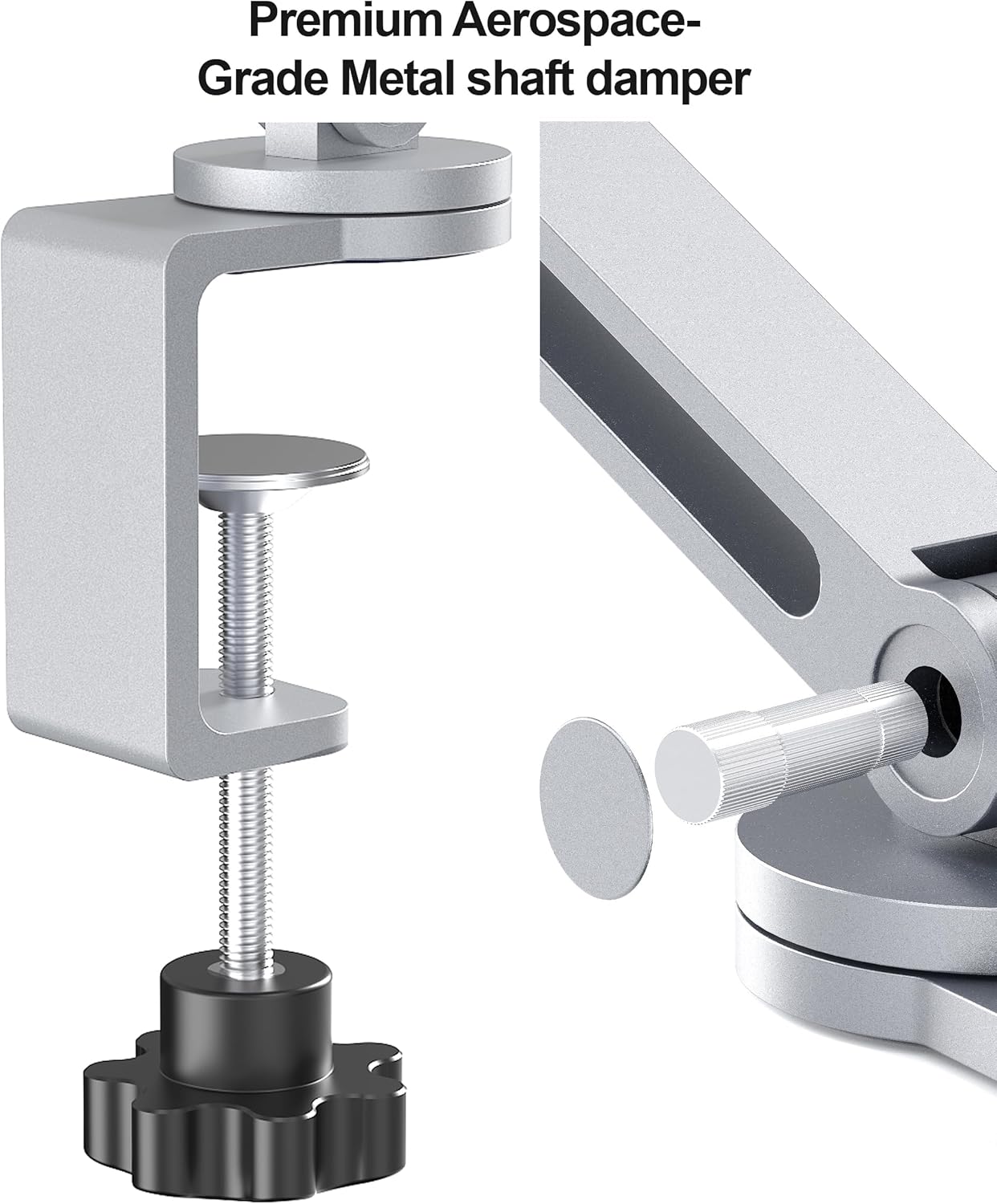 Tablet Arm Mount with Super Grip, Adjustable Foldable Holder & Heavy Duty Aluminum 360° Rotating Clamp for iPad, Phone, Monitor, Kindle - Universal for Desk, Bed, Kitchen - Silver