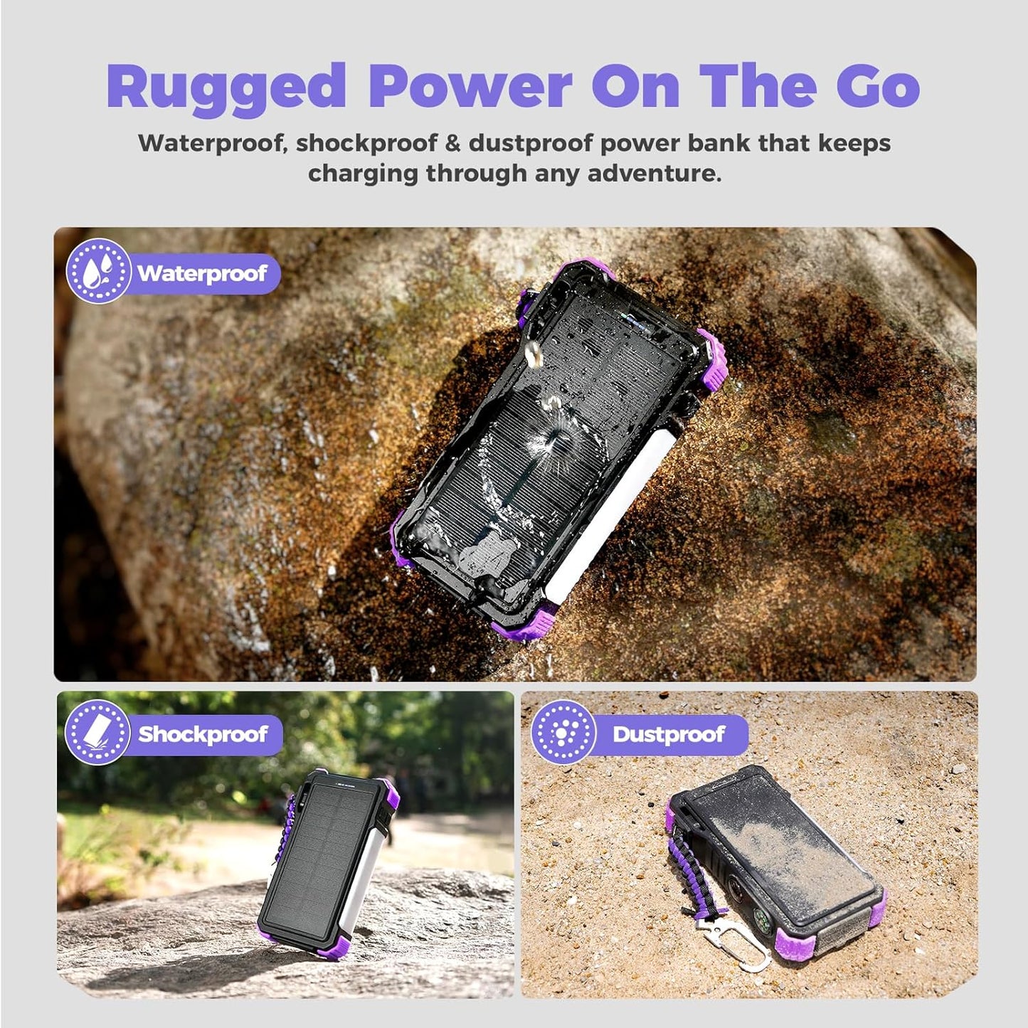 BLAVOR Solar Power Bank 20000mAh/74000mWh Built-in Cables, Wireless Charger for Apple Watch, 20W Fast Charging Battery Pack with USB C, Flashlight, Solar Charger for iPhone, iPad, iWatch, Samsung