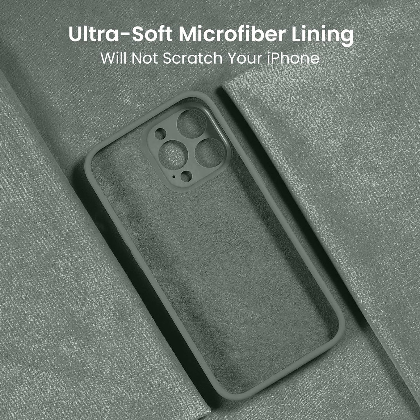 FireNova Designed for iPhone 15 Pro Case, Silicone Upgraded [Camera Protection] Phone Case with [2 Screen Protectors], Soft Anti-Scratch Microfiber Lining Inside, 6.1 inch, Calke Green