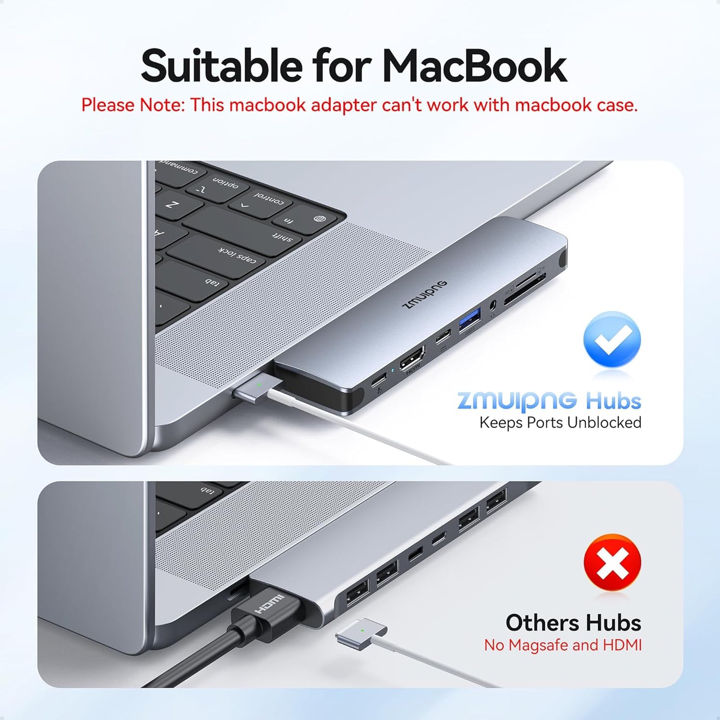 USB C Hub Adapter for MacBook Pro Air 2022 2021 2020 2019 Docking Station for MacBook M1 M2 USB C to HDMI Mac Accessories Multiport Dongle with 4K HDMI USB 3.0 SD TF Thunderbolt 3 USB-C Port Type C