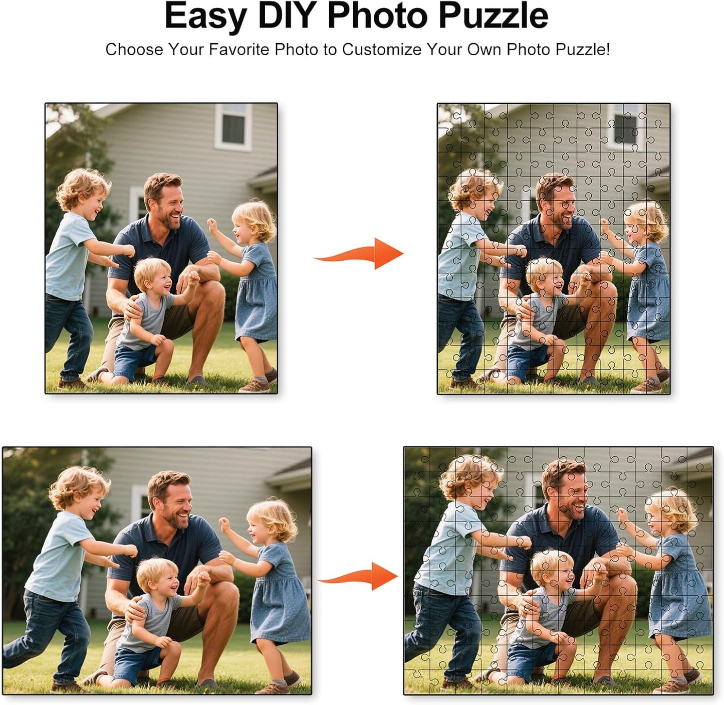 Custom Puzzle from Photos, Personalized Photo Puzzle 35/70/120/500/1000 Pieces with Picture and Text, Personalized Gifts for Family, Wedding, Kids, Dad, Pet, Unique Couple Gifts