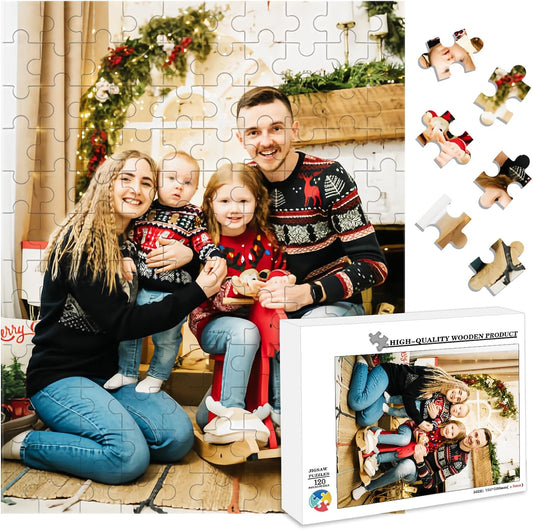 Custom Puzzle 120/200/300/500/1000/1500 Pieces, Personalized Puzzle from Your Own Photos, Customized Picture Jigsaw Puzzle Gift for Christmas Wedding Birthday Family