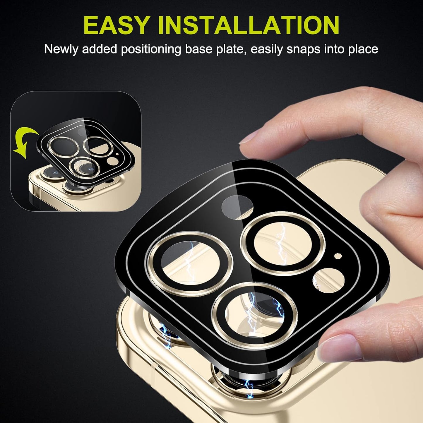 WSKEN for iPhone 14 Pro/iPhone 14 Pro Max Camera Lens Protector,[Night Shooting Mode] HD Tempered Metal Glass Camera Screen Protector Cover Film Accessories, Gold