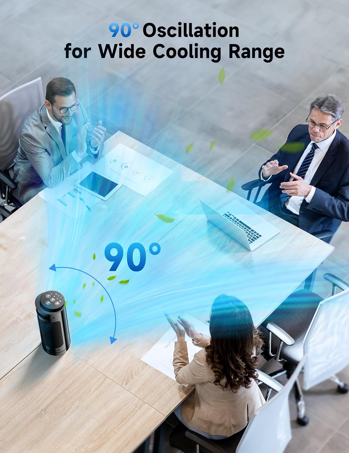 Grelife Tower Fan, Mechanical Controls, 3 Speed Settings, 90° Oscillation - 13 Inch, Quiet, Space-Saving, Bladeless Cooling, Portable Desk Fan for Bedroom, Home, Office