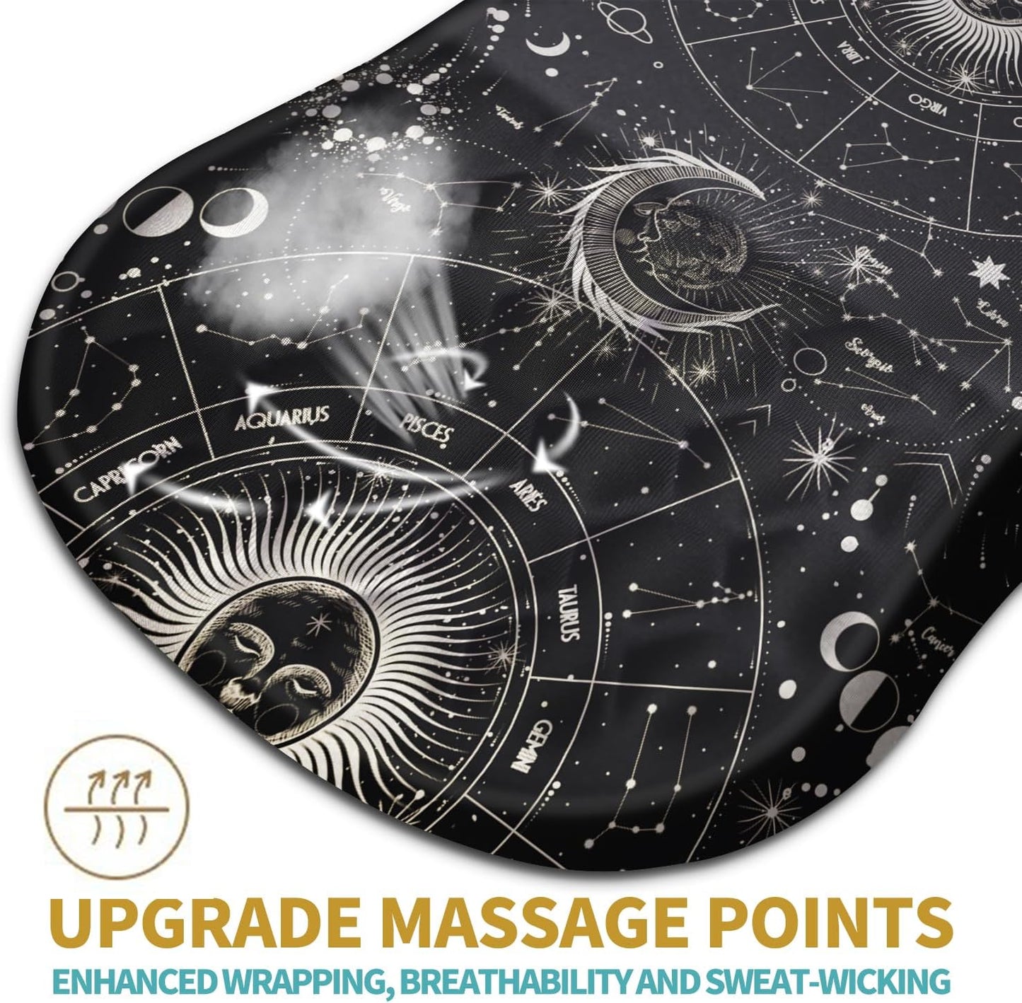 Hokafenle Ergonomic Mouse Pad Wrist Support with Massage Design, Wrist Rest Pain Relief Mousepad with Memory Foam&Non-Slip PU Base,Mouse Pads for Wireless Mouse (12x8 inch,Tarot Constellation)