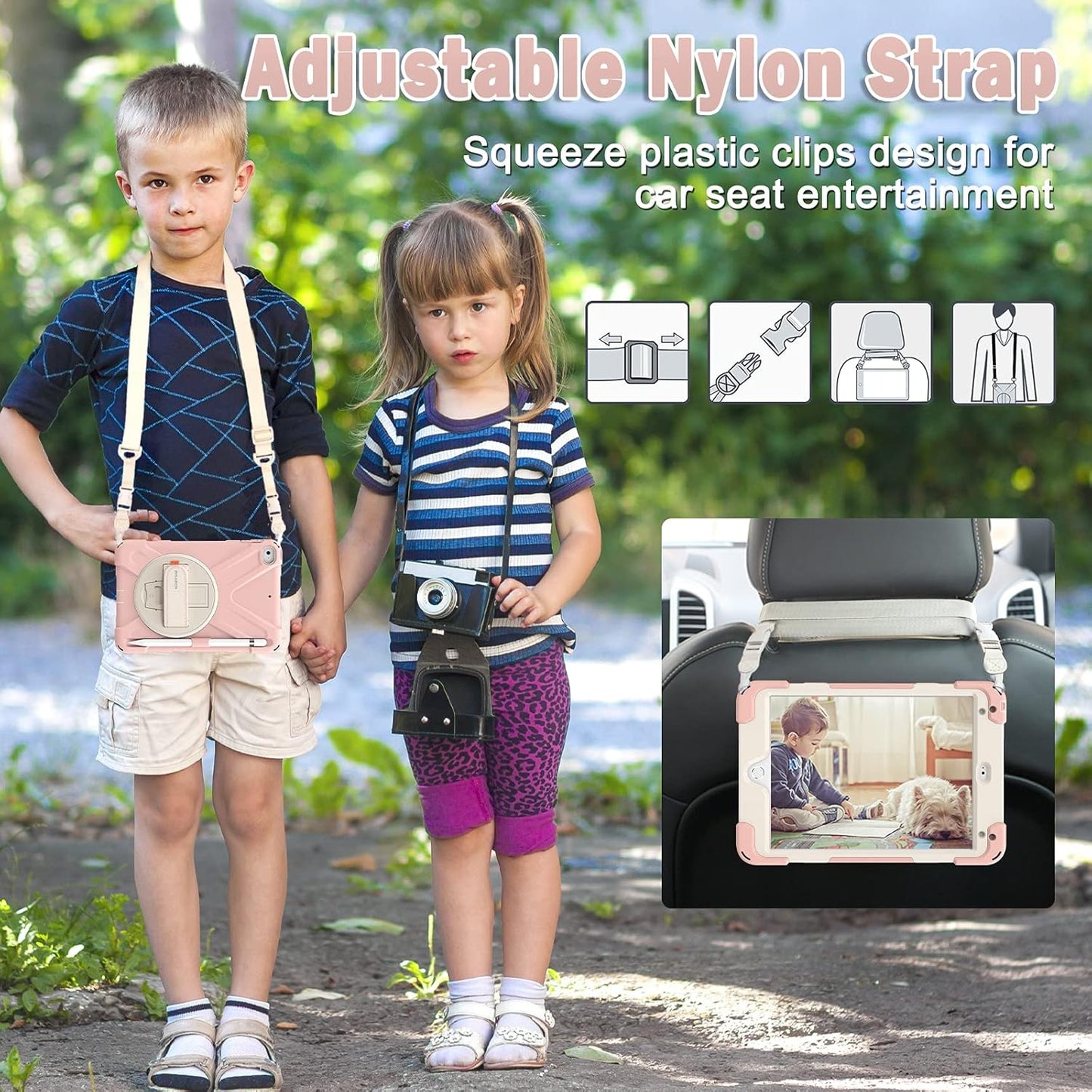 BRAECN iPad mini 5 Case,iPad mini 4 Case, Heavy Duty Shockproof Protective Rugged Case with Pencil Holder,Hand Strap,Kickstand, Shoulder Strap for iPad mini 5th/4th Generation 7.9 Inch for Kids