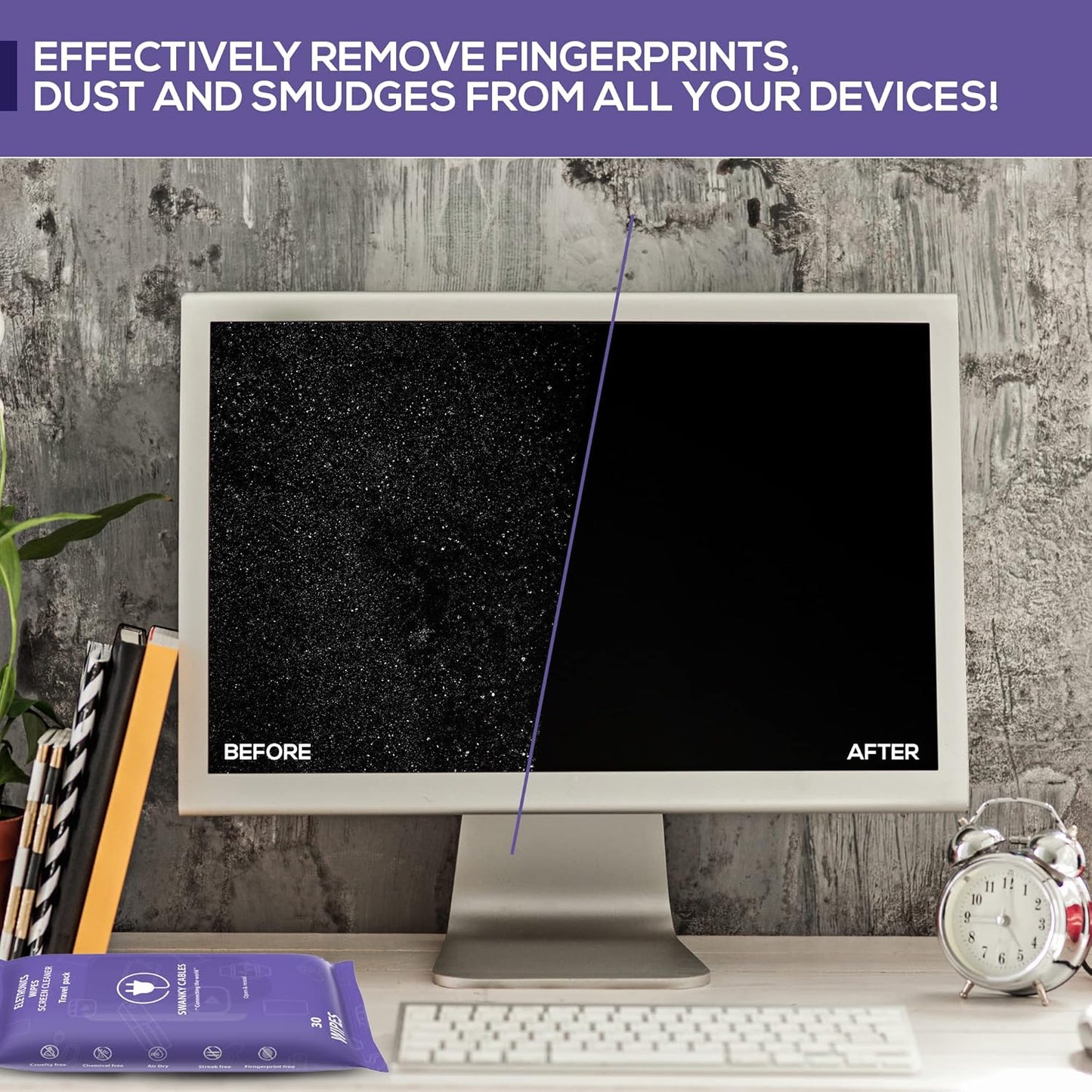 Screen Cleaner Wipes: Electronic Wipes for Screens - Computer Screen Wipes for Lens, Phone, Tv Screen and Monitor Cleaning - Tech Wipes & Microfiber Cloth (Soft Wipes, 210 Count)