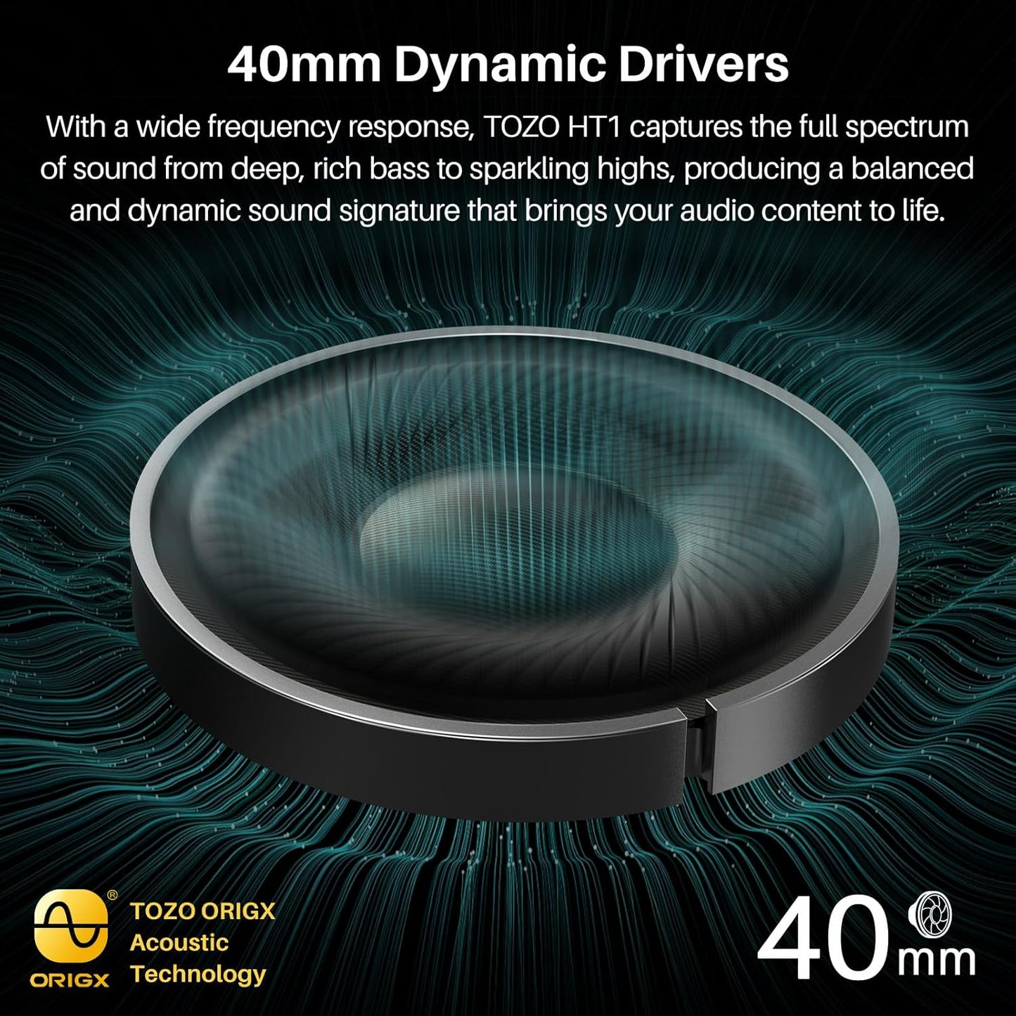 TOZO HT2 Hybrid Active Noise Cancelling Headphones, Wireless Over Ear Bluetooth Headset, 60H Playtime, Hi-Res Audio Custom EQ via App Deep Bass Comfort Fit Ear Cups, for Home Office Travel White