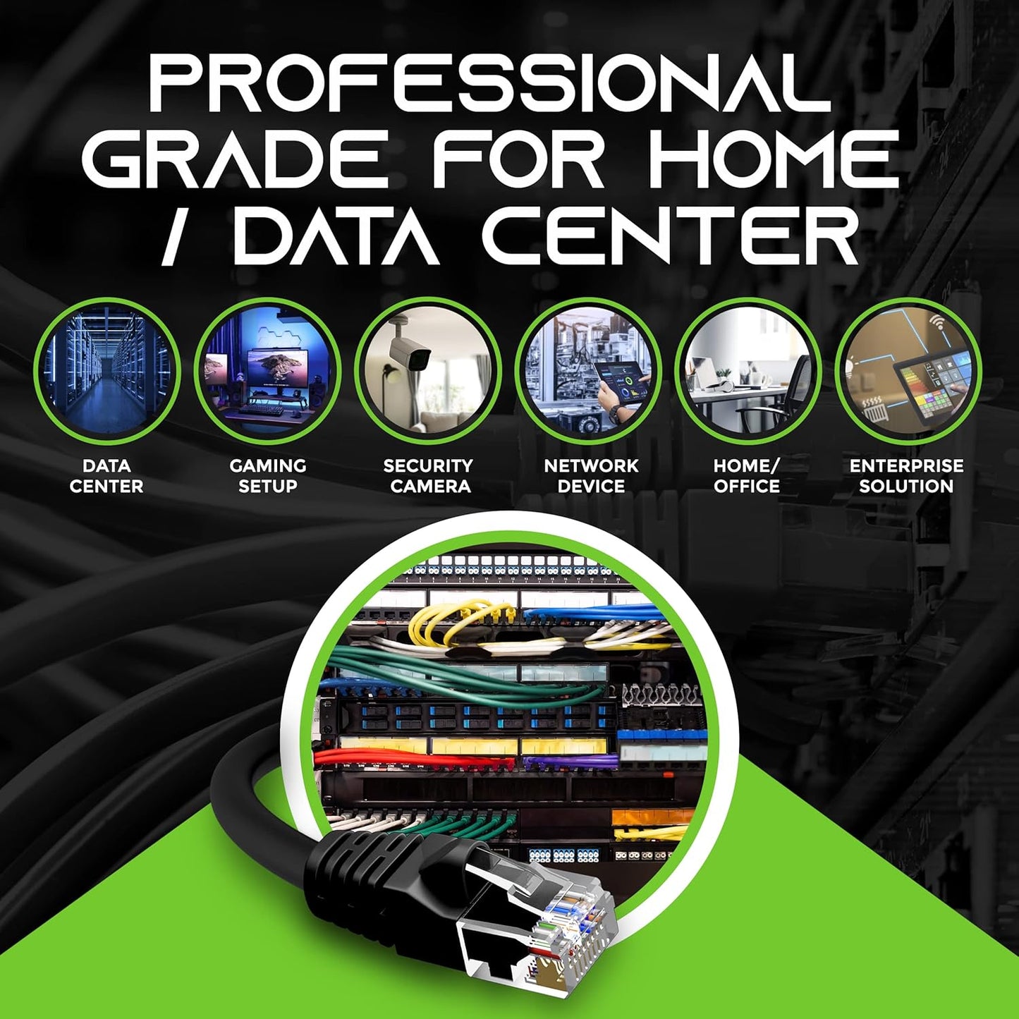 GEARit Cat 6 Ethernet Cable Pack - 100-Pack 0.5 ft Cat6 Ethernet Patch Cables | RJ45 Network Patch Cable, 10 Gbps Snagless Gold-Plated Connectors - Ethernet Cable Cat 6 for PC, TV, Router - Black