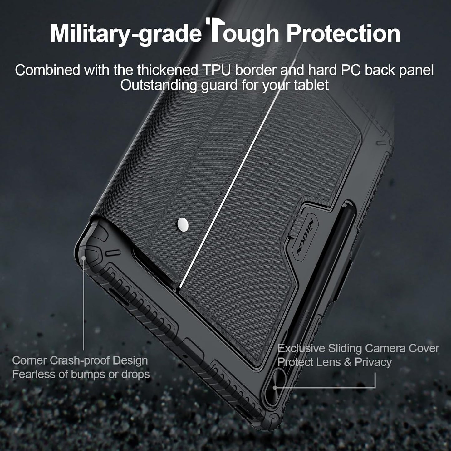 Nillkin for Samsung Galaxy S7 FE/ S7+ Plus/ S8+ Plus 12.4 Inch Keyboard Case,7 Backlight Colors, Magic Trackpad,S Pen Holder,Slide Camera Cover Compatible with Galaxy S8 Plus Tablet Case with Keyboard