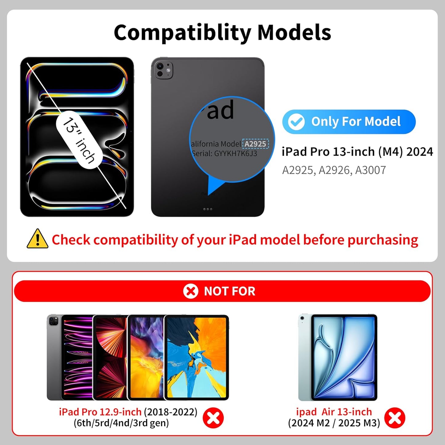 iPad Pro 13 inch case 2024 with Keyboard, Keyboard Case for iPad Pro 13-inch (M4, 2024) with 7 Colors Backlight, Multi-Touch Trackpad, Easy-Set Magnetic Stand, Auto Sleep/Wake (Black)