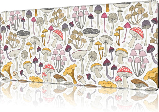 Mouse Pad Large Colorful Mushrooms Non-Slip Gaming Desk Mat with Stitched Edge Laptop Keyboard Desk Pad for Work Home Gaming (35.4 x 15.7 Inches)