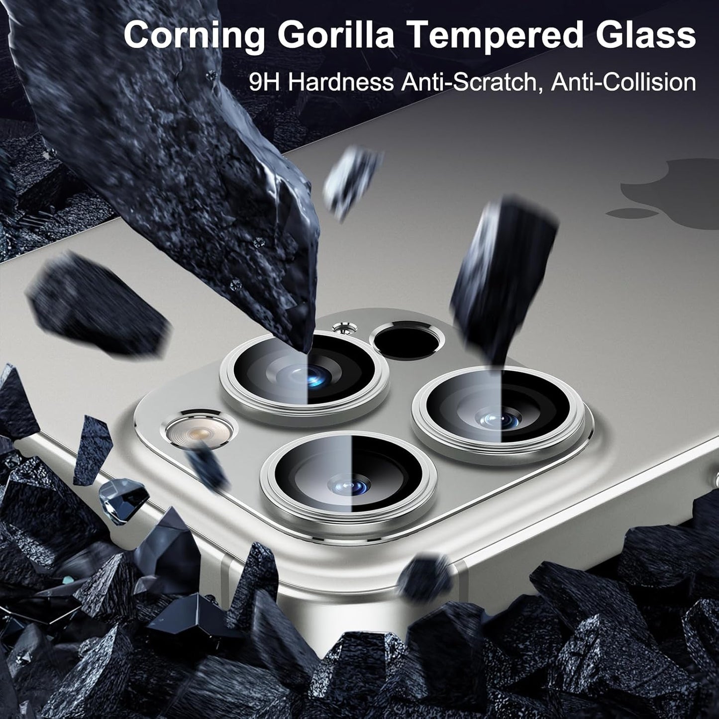 Esanik Upgrade 2 Pack for iPhone 16 Pro/iPhone 16 Pro Max Camera Lens Protector, Aluminum Alloy Metal matte Case Tempered Glass Camera Screen Cover, Scratch Resistant Case Friendly (Natural Titanium)