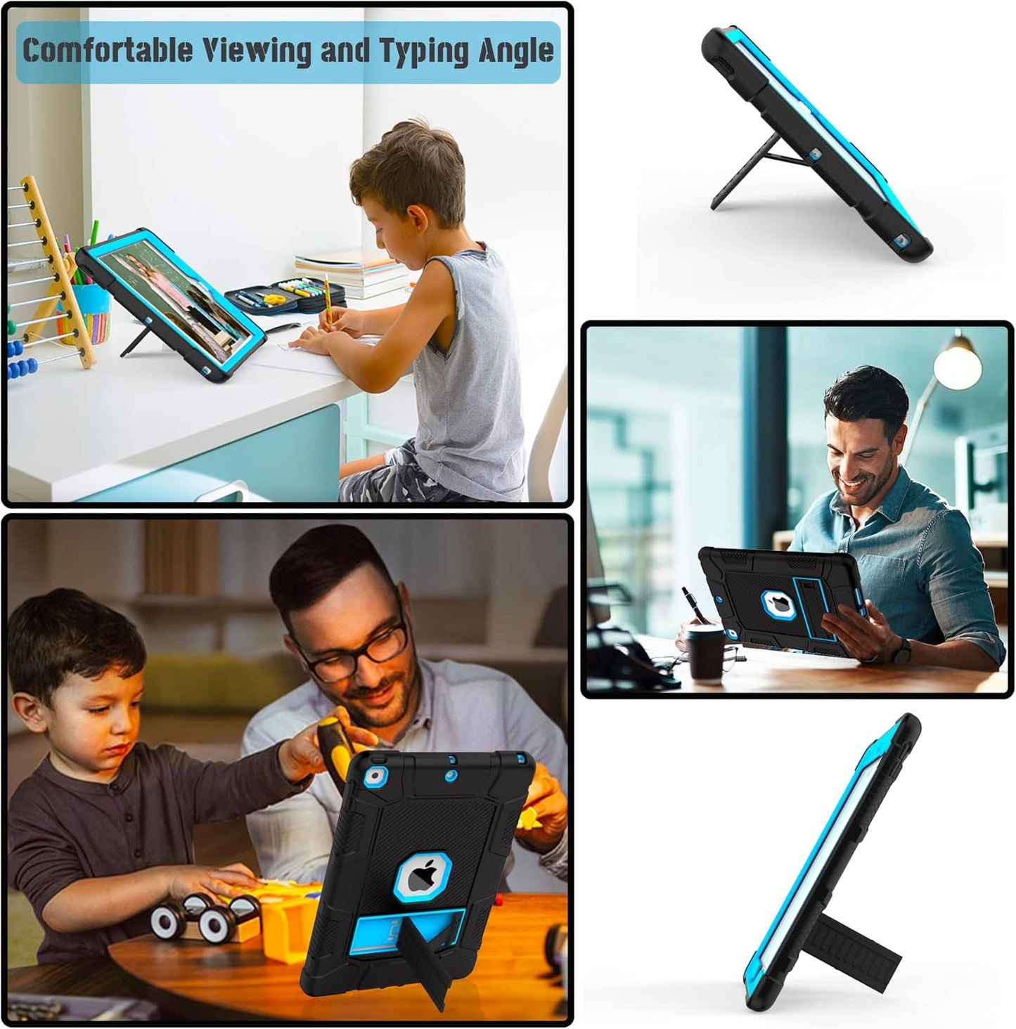 Rantice iPad 9th Generation Case, iPad 8th Generation Case, iPad 7th Generation Case, Hybrid Shockproof Rugged Drop Protection Cover with Kickstand for iPad 10.2'' 2021/2020/2019 Released(Black+Blue)