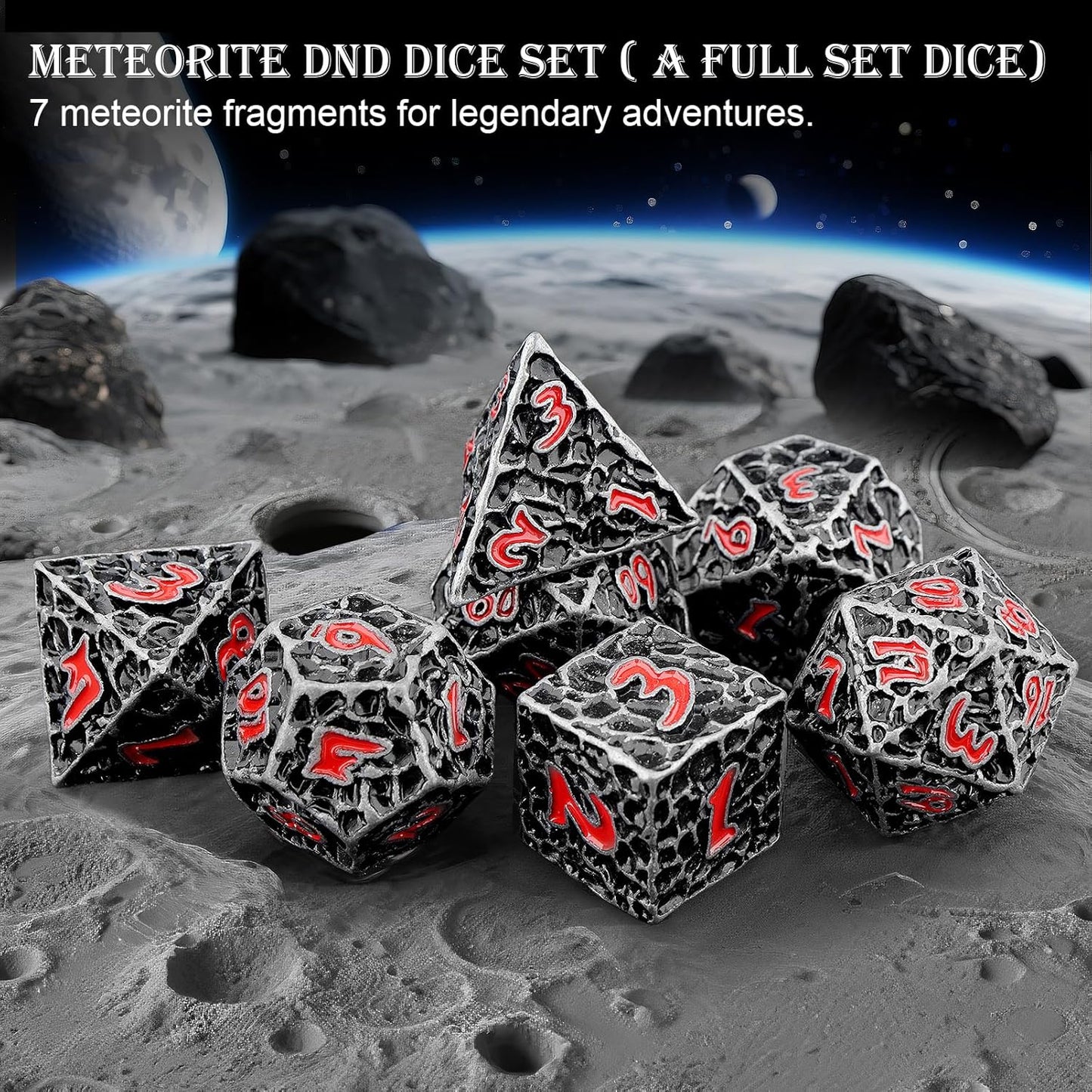 Haxtec DND Dice Set Polyhedral D&D Dice Compatible with Dungeons and Dragons Gift TTRPG Antique Iron Red Metal Dice