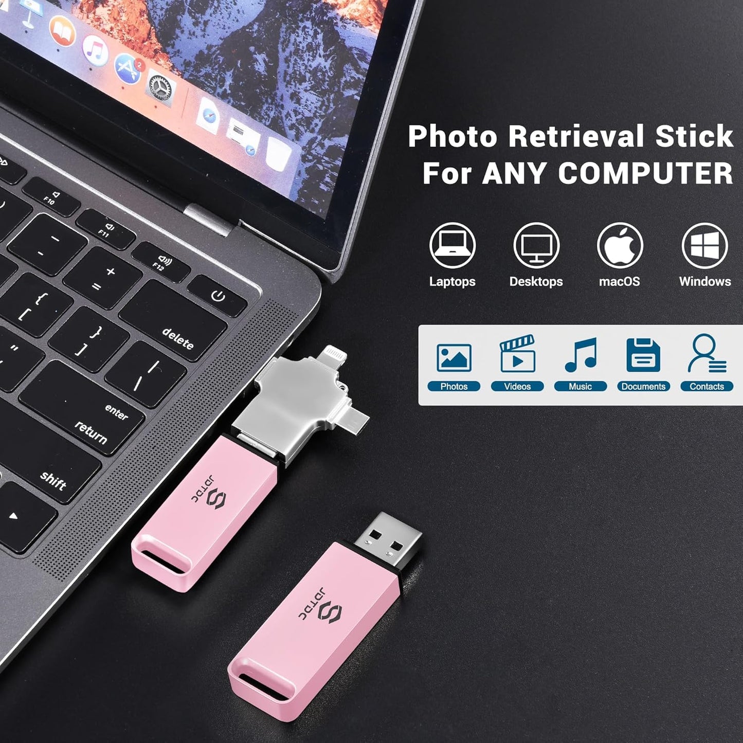 Easy Photo-Stick 256GB Auto Backup-Flash-Drive for All Devices Secure Photo & Video Backup Thumb Drive Picture-Backup-iPhone-Memory-Storage Apple-Photo-Backup Phone-Storage-Saver iPad-Backup-Drive