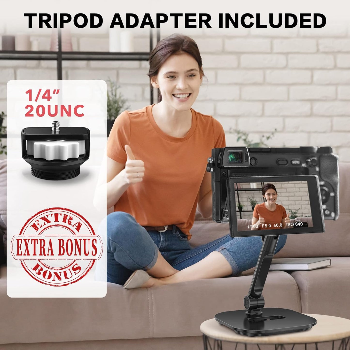 AboveTEK Upgraded Desktop Tablet Stand, 360° Swivel Tablet & Phone Desk Mount Holders for Any 4.7''-13.5'' Display iPad/Cell Phones, Stylish & Sturdy Stands for Store Office Showcase Reception (Black)