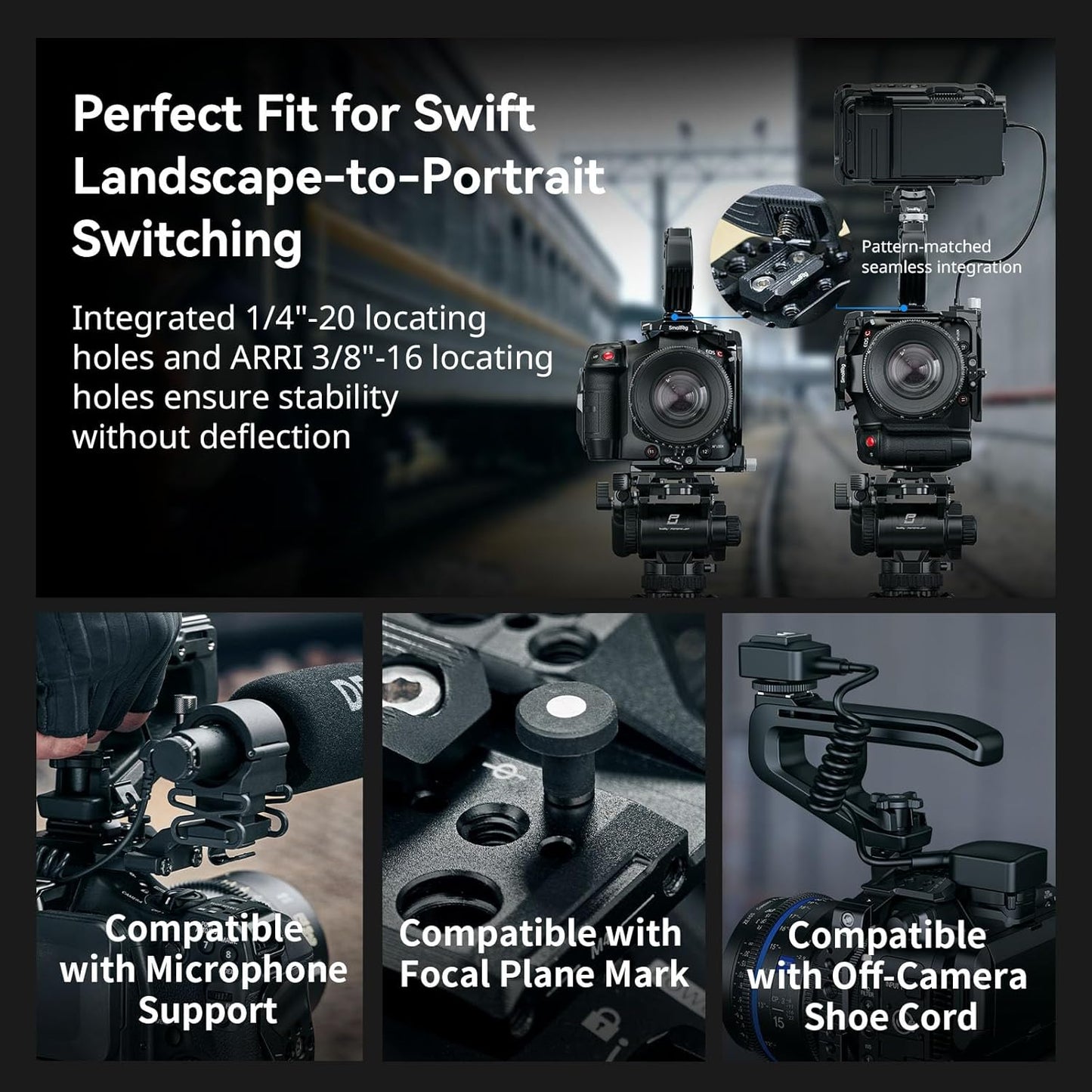 SmallRig Cage Kit for Canon C80, Modular Design with Top Plate, Side Plates, Bottom Plate, NATO Rail, Lens Adapter Support, for HDMI Clamp, with Cold Shoe Mount, 1/4''-20 & 3/8''-16