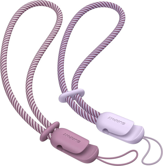SURPHY 2 Pack Phone Lanyard for Cellphone Case, Phone Wrist Strap for Case, Cellphone Strap with 2-Color Braided, Charm Wrist Lanyard for Women and Men, Lilac & Lilac Purple