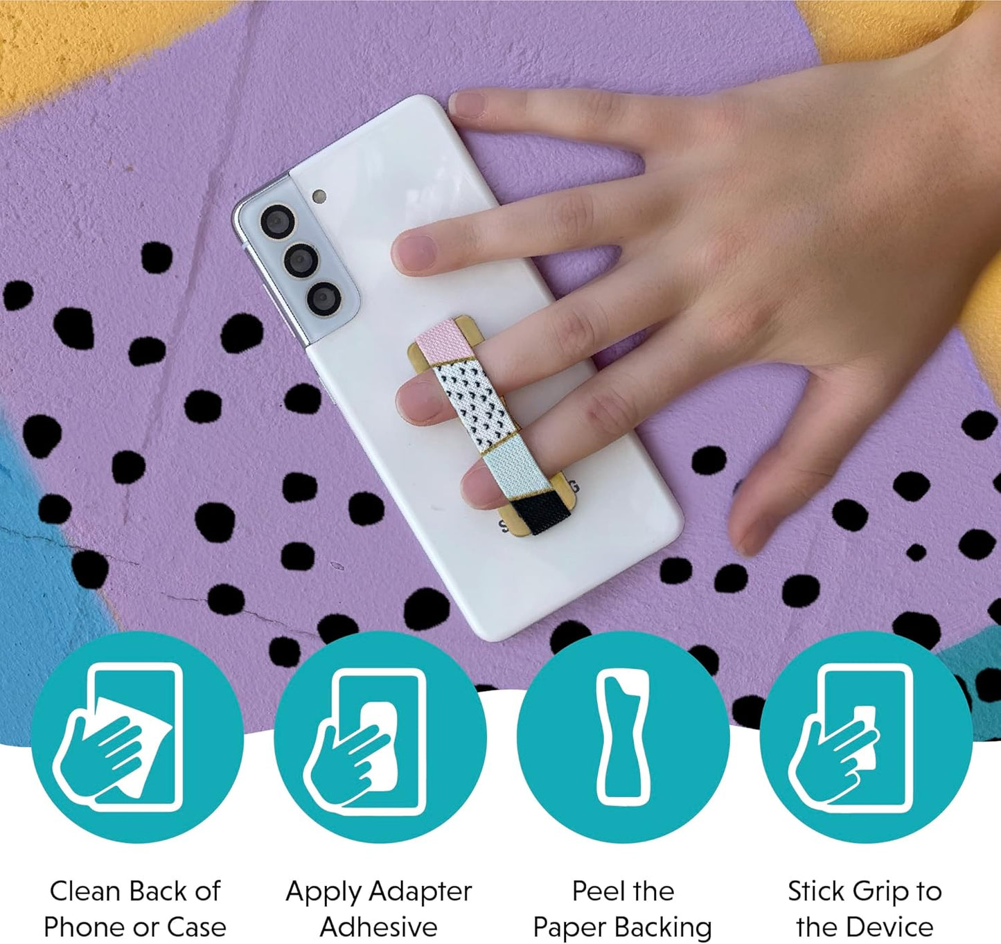 LOVEHANDLE Universal Phone Grip for Smartphones & Mini Tablets - Phone Holder for Hand - Wireless Charging Compatible - Made in The USA - Floral Garden