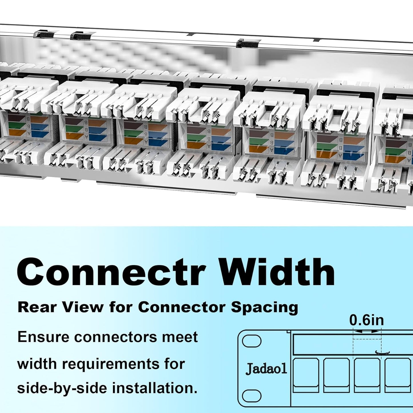 Jadaol 24 Port Blank Patch Panel, 1U 19inch Rack/Wall Mount Patch Panel with Cable Management Bar, Compatible with Cat6 Keystone Jacks, HDMI, Coax, USB, Fiber, Audio Keystone Jacks