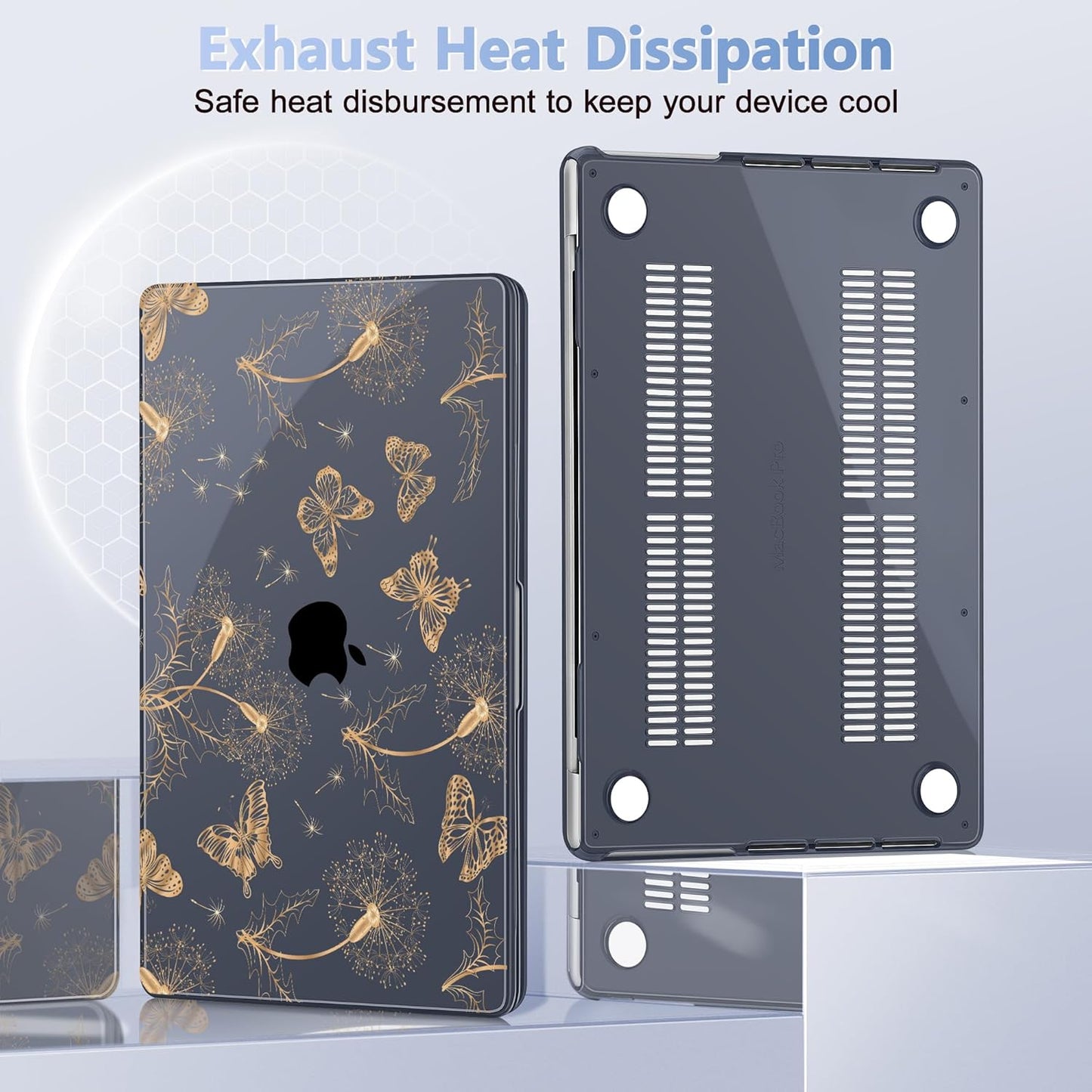 for MacBook Pro 16 inch Case 2021 2022 2023 2024 Release A3186 A3403 M4 A2991 M3 A2780 M2 A2485 M1 Pro/Max, Hard Shell Case with Screen Protector & Keyboard Cover, Butterflies