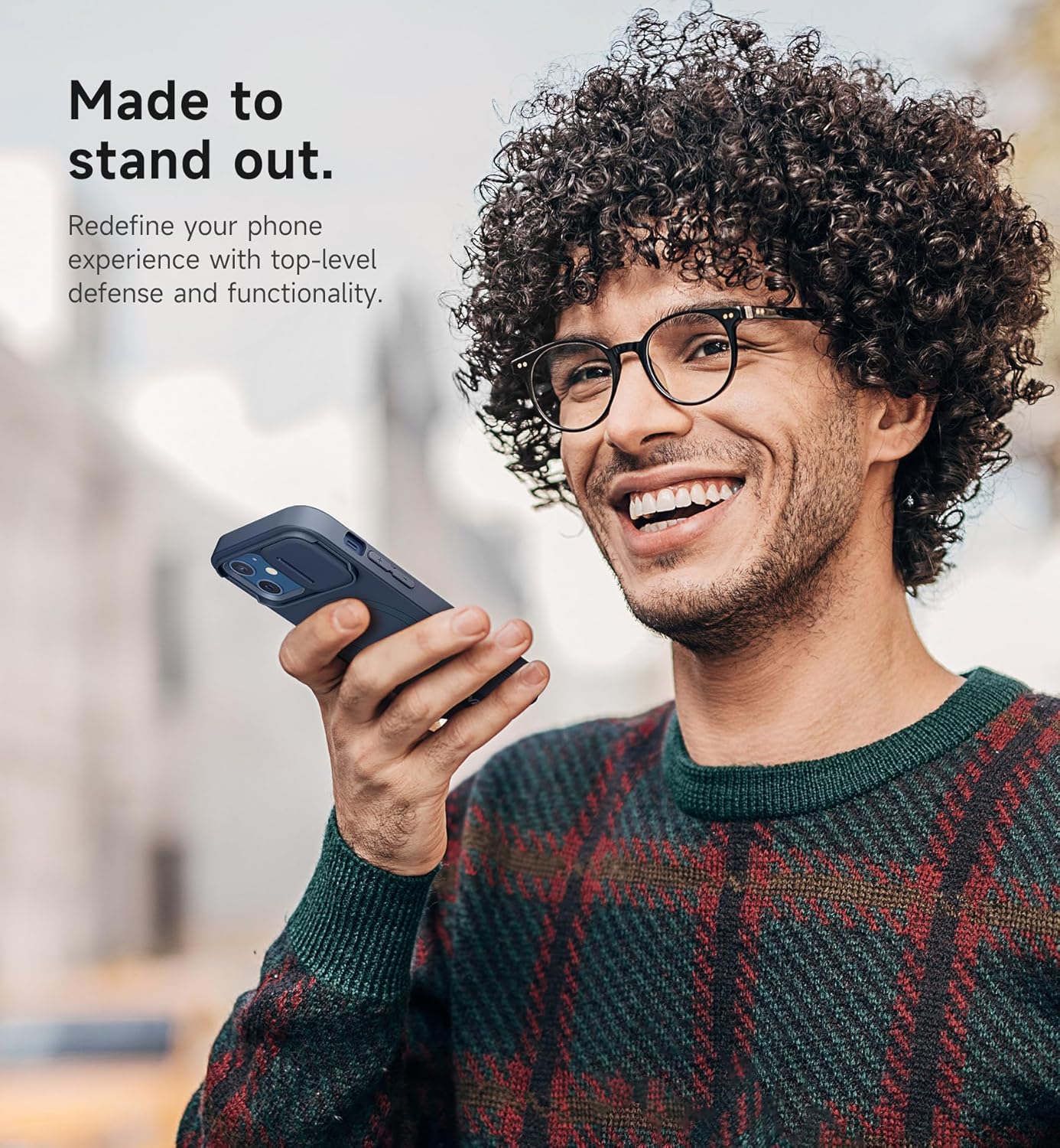 SURITCH for iPhone 12/12 Pro Case with Magnetic Camera Slide Cover and Adjustable Kickstand, Compatible with MagSafe, Shockproof Bumper Case Slim Protective Cover for iPhone 12/12 Pro 6.1 Inch, Blue