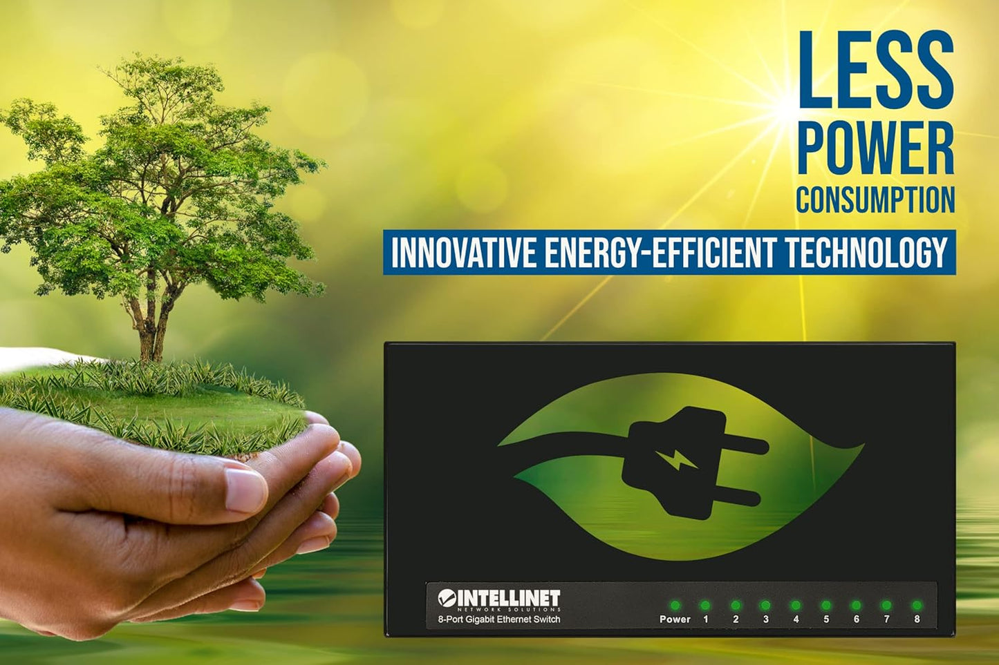 Intellinet 8 Port Gigabit Ethernet Switch – 10 / 100 / 1000 Mbps - Computer Desktop Internet Networking Splitter LAN Hub Router – Unmanaged – Plug & Play - Fanless Quiet – 3 Yr Mfg Warranty – 561754