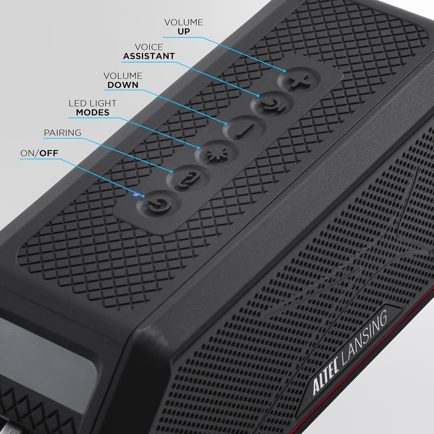 Altec Lansing Magnetic Bluetooth Speaker HYDRAJOLT 2.0, Waterproof IP67, 12W Output Power, 16H Battery, Multicolor LED, 100ft Wireless Range, Voice Assistant, USB-C Quick Charge