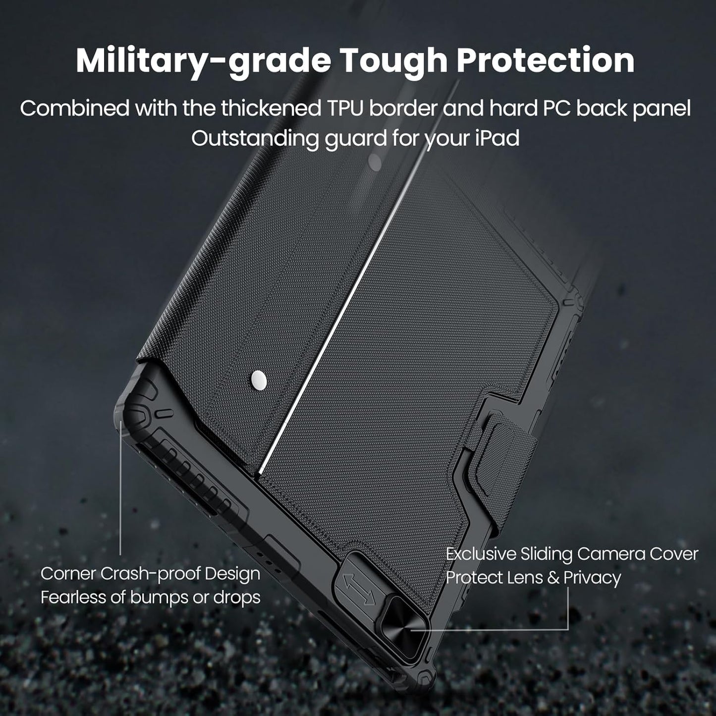 Nillkin Keyboard Case for iPad Air 13-inch (M3 2025/M2 2024), iPad Pro 12.9-inch (6th/5th/4th/3rd Gen) Rugged Case with Detachable Keyboard, Magic Trackpad, Portrait/Landscape Stand, Black