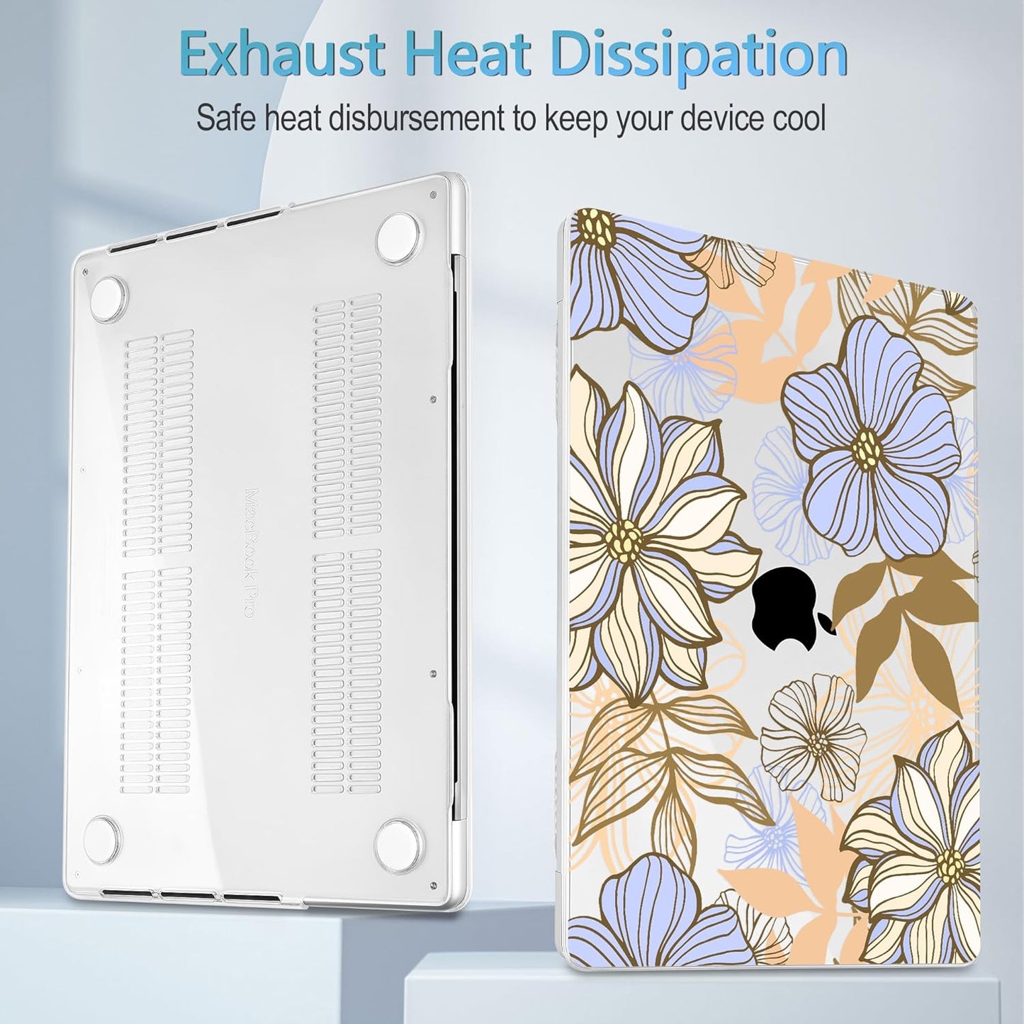 Mektron Case for MacBook Pro 16" M4 A3403 A3186 M3 A2991 M2 A2780 M1 A2485 (2021/2023/2024) Pro/Max with Touch ID, Hard Shell Plastic Laptop Cover Keyboard Cover Screen Protector, Abstract Floral