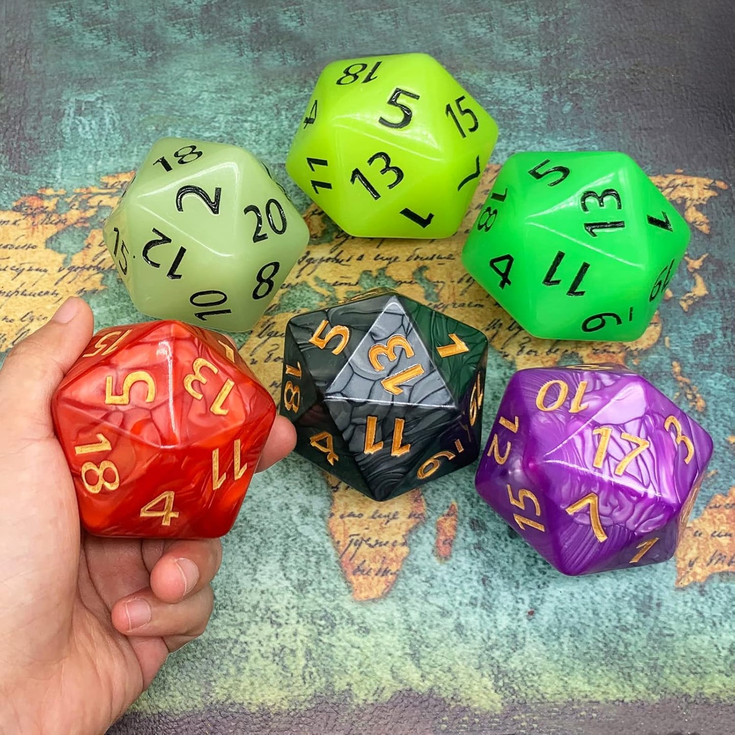 20 Sided DND Dice,D20 Giant Polyhedral Dice,55mm Titan Large Pearl Color D20 Dice,20 Sided Cube D&D Dice Set for Dungeons and Dragons, RPG, MTG Table Games(Red-Pearl Series)