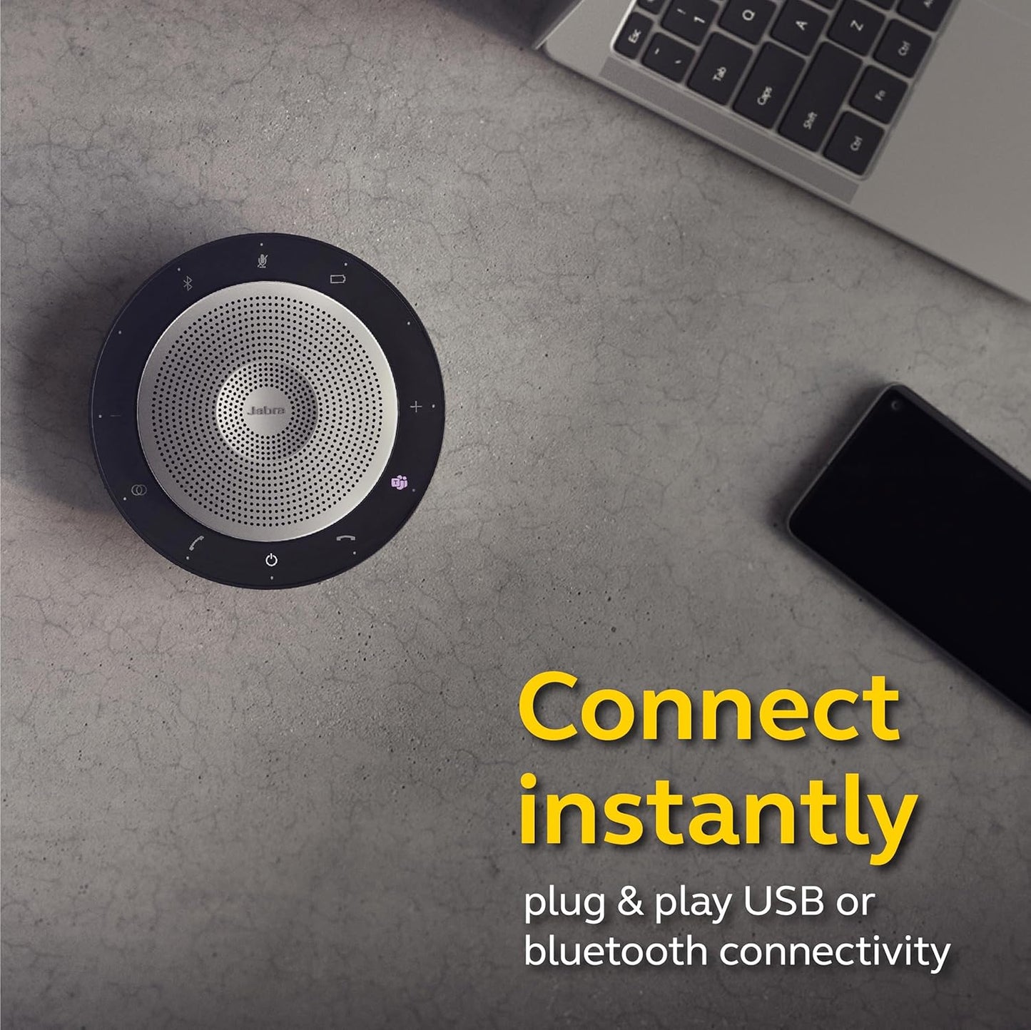 Jabra Speak 750 MS Wireless Bluetooth Speakerphone with Link 370 USB Adapter – Portable Conference Speaker for Holding Meetings Anywhere with Premium Audio - Certified for Microsoft Teams