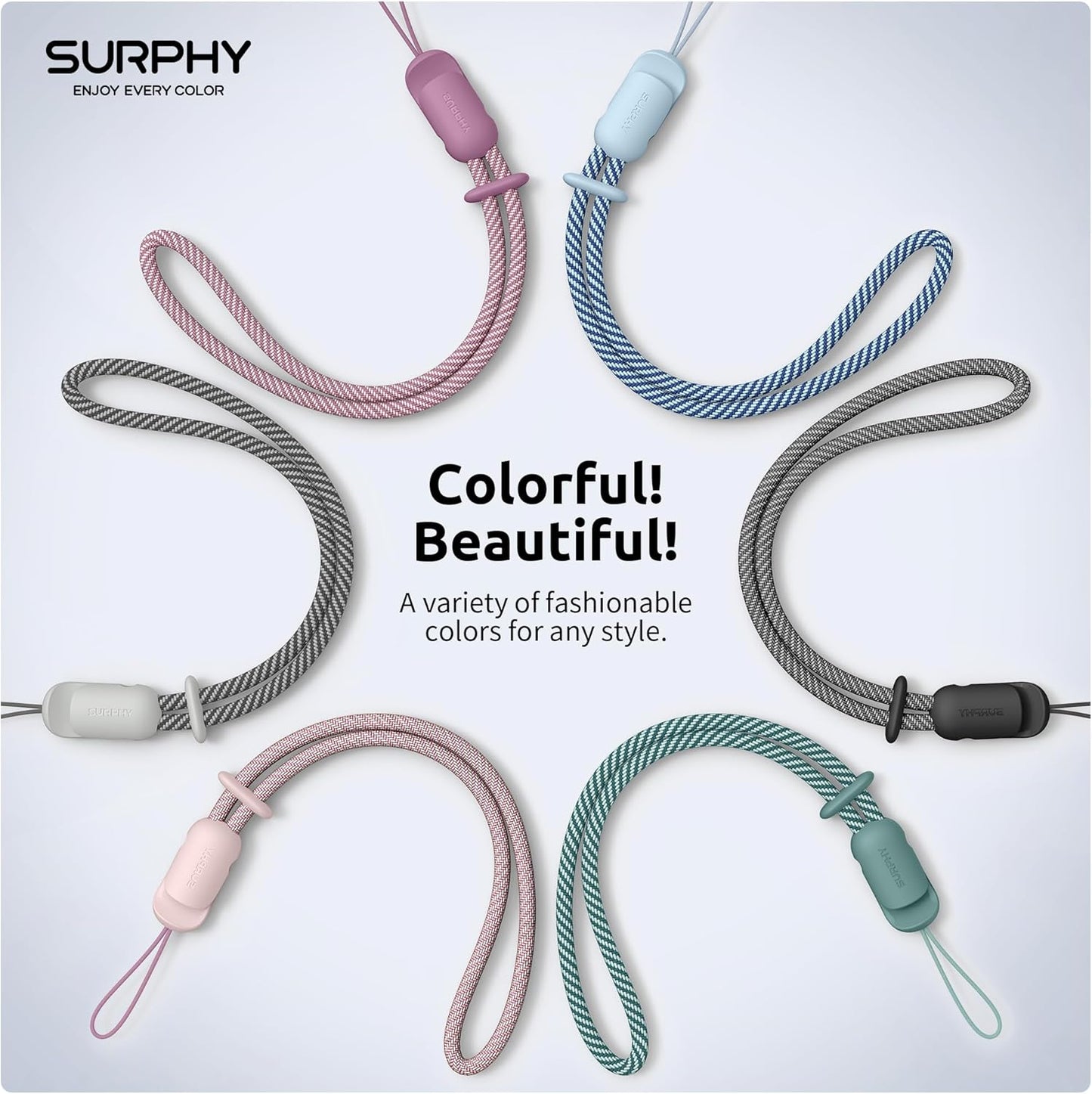 SURPHY 3 Pack Phone Wrist Strap with CellPhone Tether Tab, Cellphone Lanyard, Phone Strap with 2-Color Braided, Wrist Lanyard