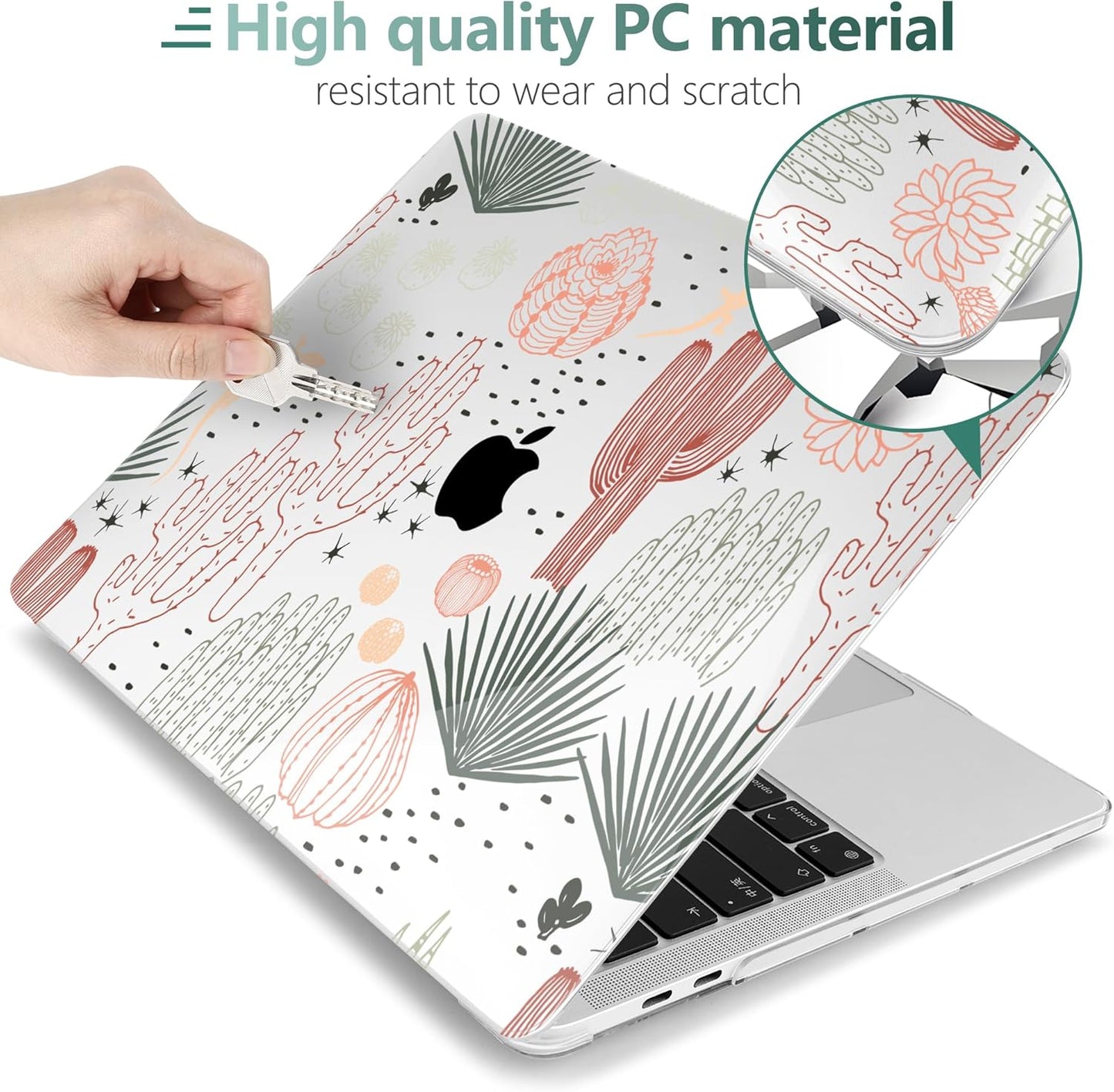 MEEgoodo Case for MacBook Pro 13 inch, Laptop Hard Shell Case with Keyboard & Camera Cover, Cacti
