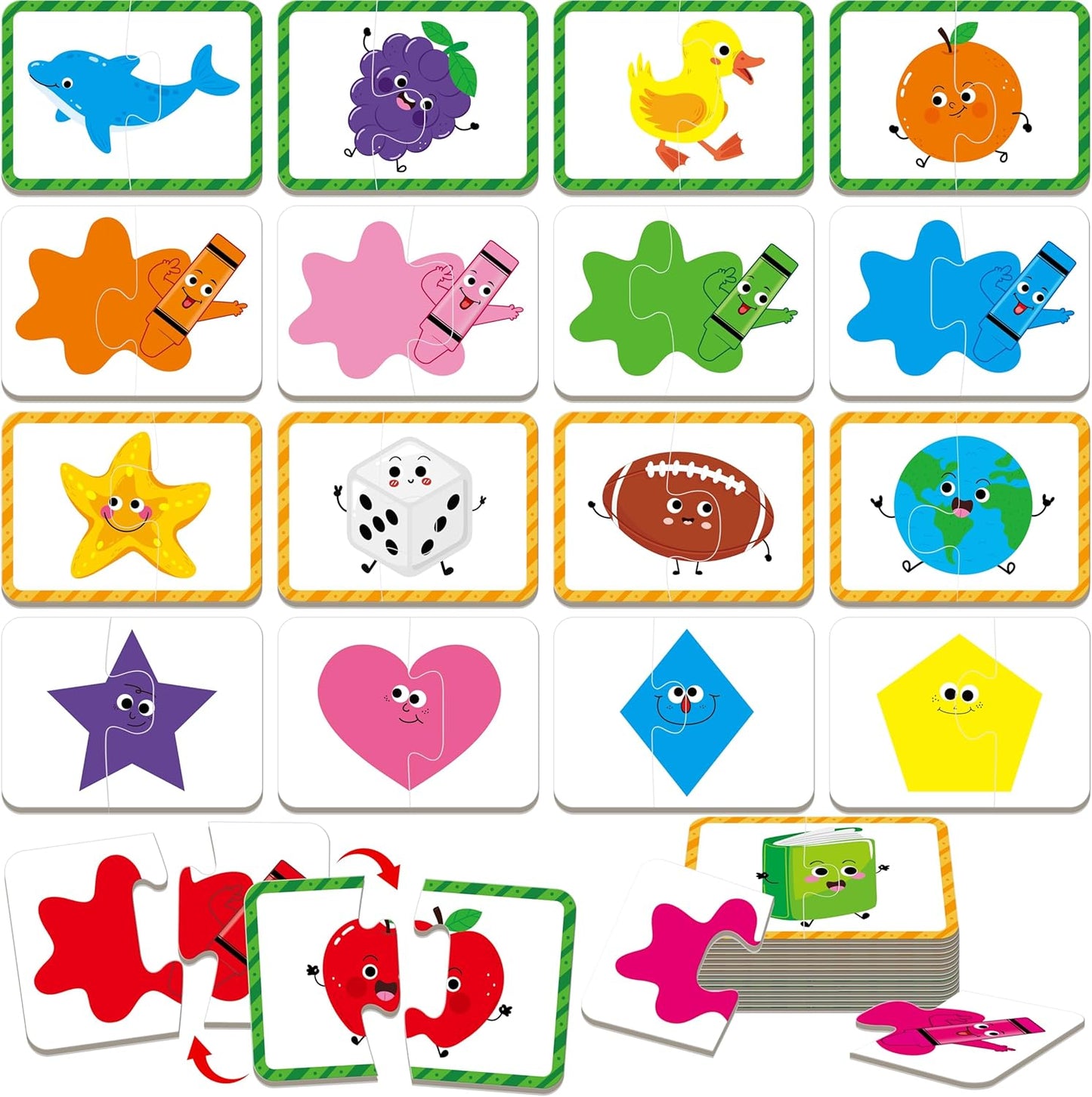 24 Set Color & Shape Puzzles, Self-Correcting Puzzle Matching Game Educational Hands-on Activities for Toddlers, Kindergarten, First Learning Learning Games Toys for 3 Years Old