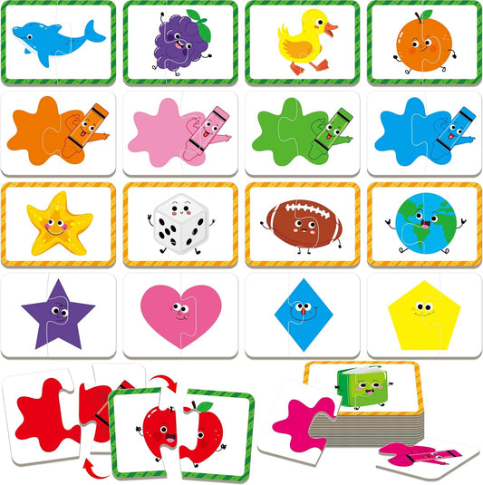 24 Set Color & Shape Puzzles, Self-Correcting Puzzle Matching Game Educational Hands-on Activities for Toddlers, Kindergarten, First Learning Learning Games Toys for 3 Years Old