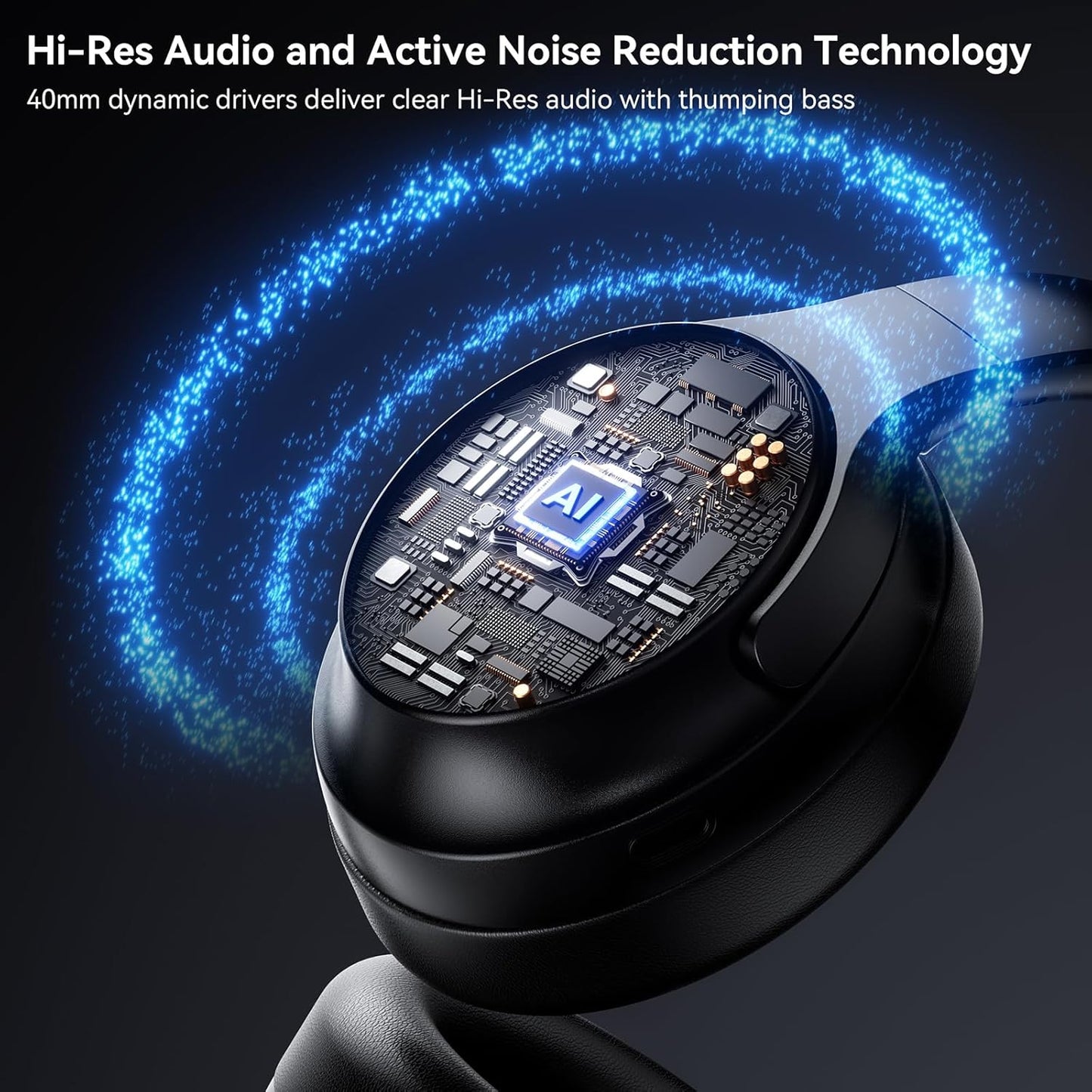 LEVN Hybrid Active Noise Cancelling Headphones, Wireless Headphones Bluetooth 5.4 with Transparent Mode, Hi-Res Audio, Deep Bass, 70H Playtime Over Ear Bluetooth Headset for Work/Travel/Home/Office