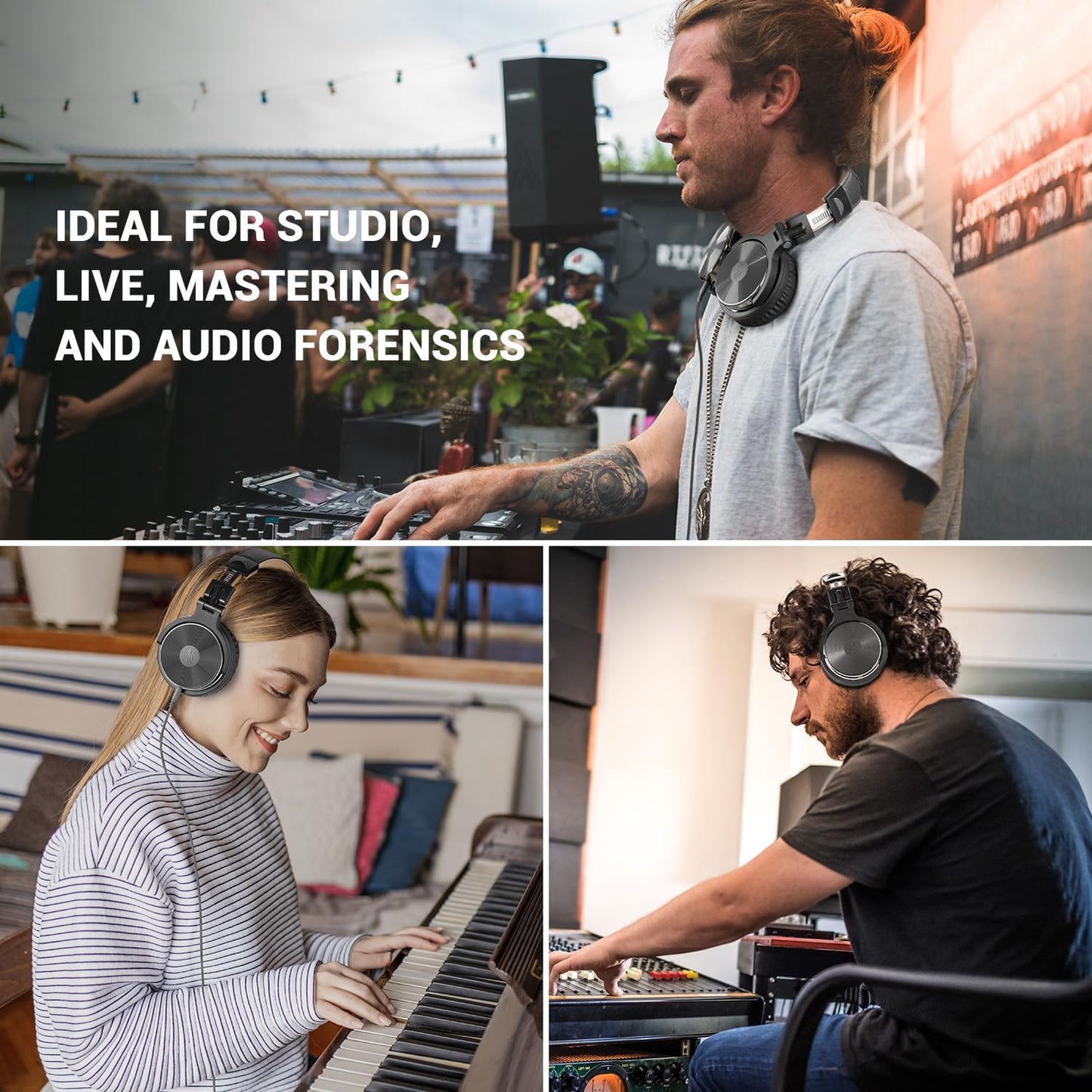 OneOdio Wired Over Ear Headphones Studio Monitor & Mixing DJ Stereo Headsets with 50mm Neodymium Drivers and 1/4 to 3.5mm Jack for AMP Computer Recording Podcast Keyboard Guitar Laptop - Grey