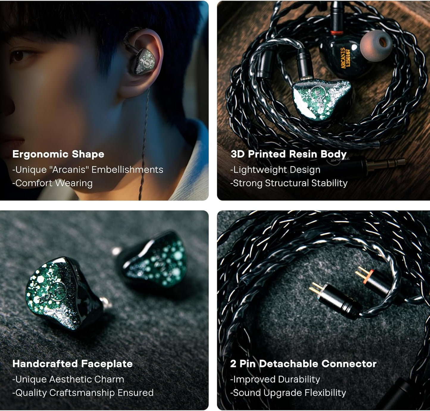 Linsoul ZiiGaat Arcanis in Ear Monitor, Professional 2DD+5BA Hybrid IEM Earphone, Gaming Earbuds, HiFi Wired Earbuds with Detachable Cable for Musicians Audiophiles