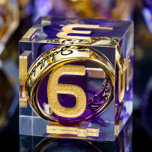 Magic Golden Ring DND Dice Set Sharp Edge Red Resin Dice with Box, for use with RPG D&D Tabletop Games Lord D and D Polyhedral Dice Set