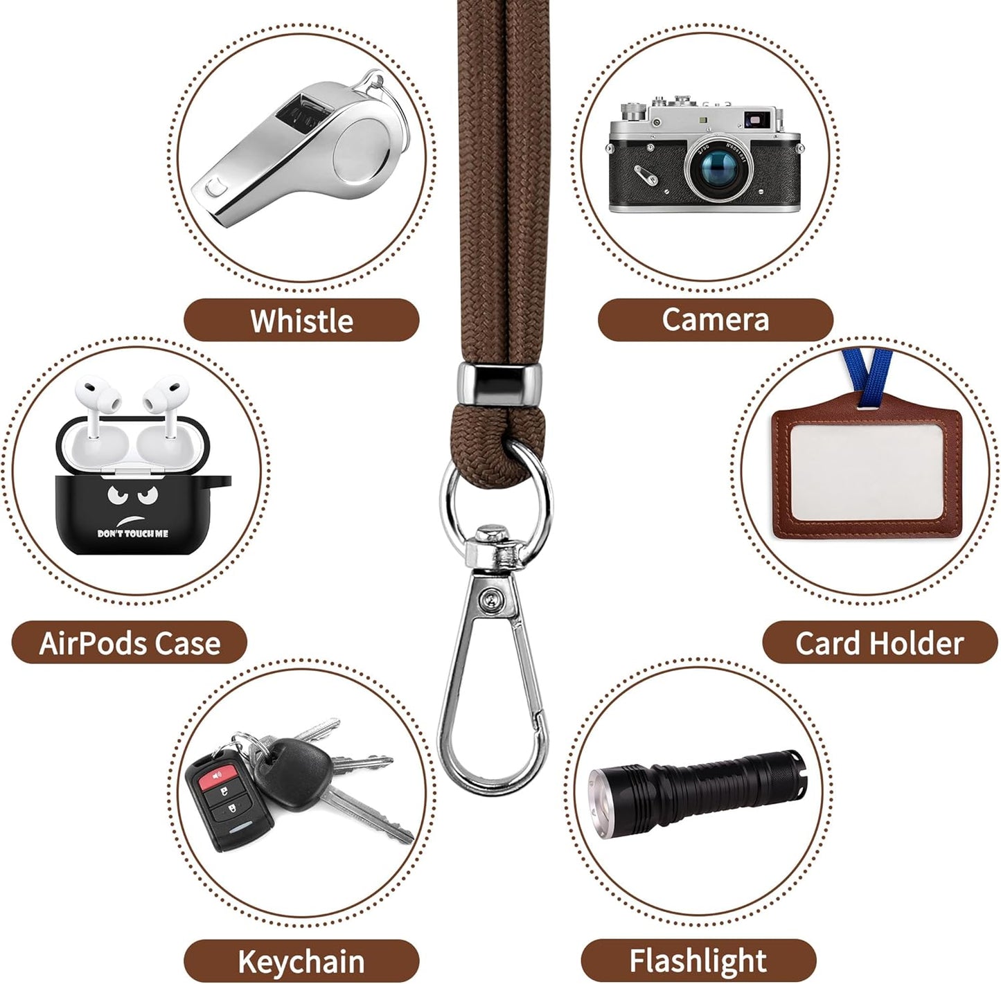 CACOE Phone Lanyard 2 Pcs-2 Pcs Adjustable Neck Strap, 4 Pcs Patches, Universal Crossbody Multifuctional Cell Phone Lanyards Compatible with Most Smartphones(Black+Dark Brown)
