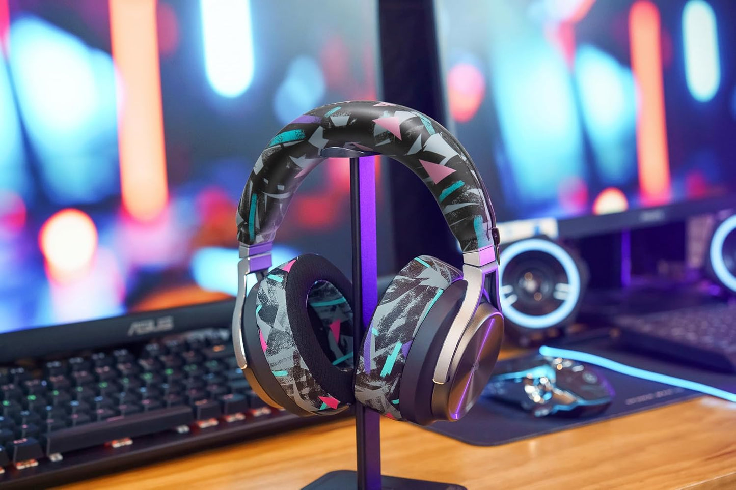 WC Freeze Virtuoso PadZ and Silicone BandZ Bundle Pack for Corsair Virtuoso Headphones | Cooling Gel Replacement Earpads and Silicone Headband Cover | 90's Black