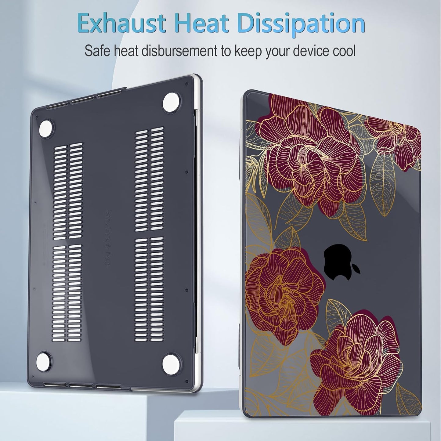 Mektron Case for MacBook Pro 16" M4 A3403 A3186 M3 A2991 M2 A2780 M1 A2485 (2021/2023/2024) Pro/Max with Touch ID, Hard Shell Plastic Laptop Cover Keyboard Cover Screen Protector, Golden Rose