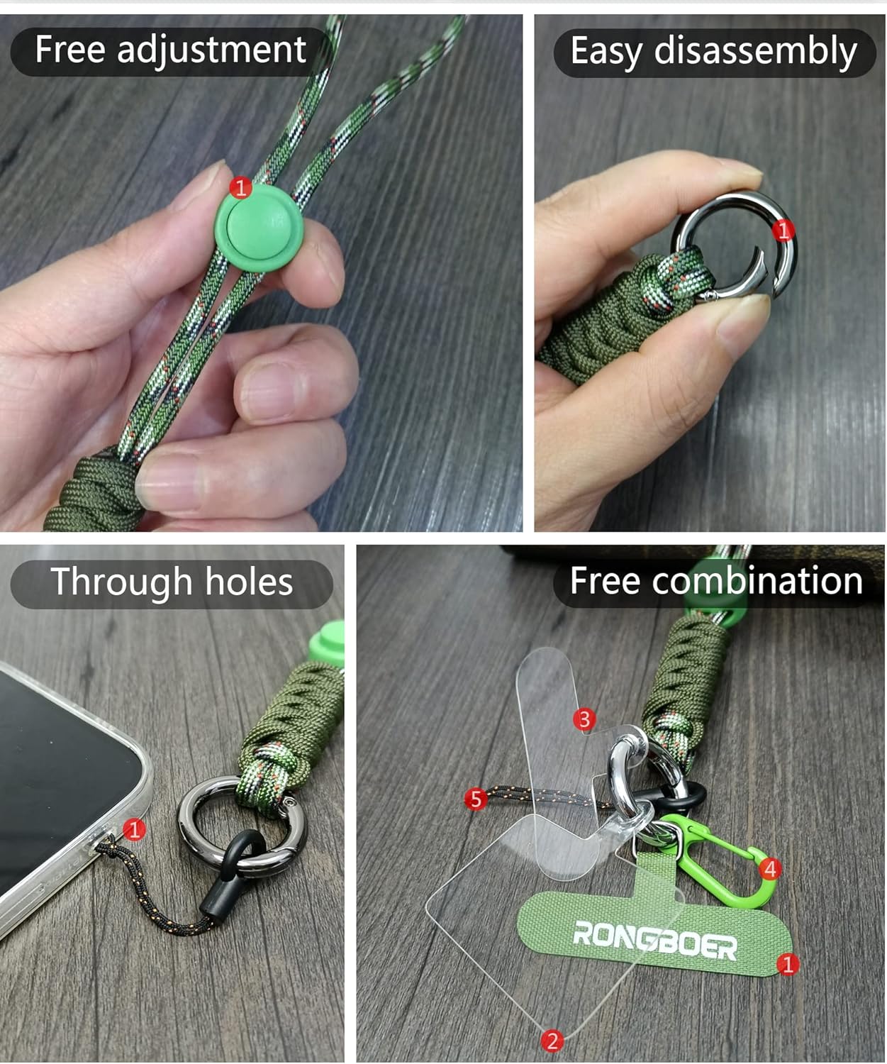 Cell Phone Lanyard Wrist Strap - Phone & Camera Wrist Strap, Short Lanyard for Keys, Jungle Green