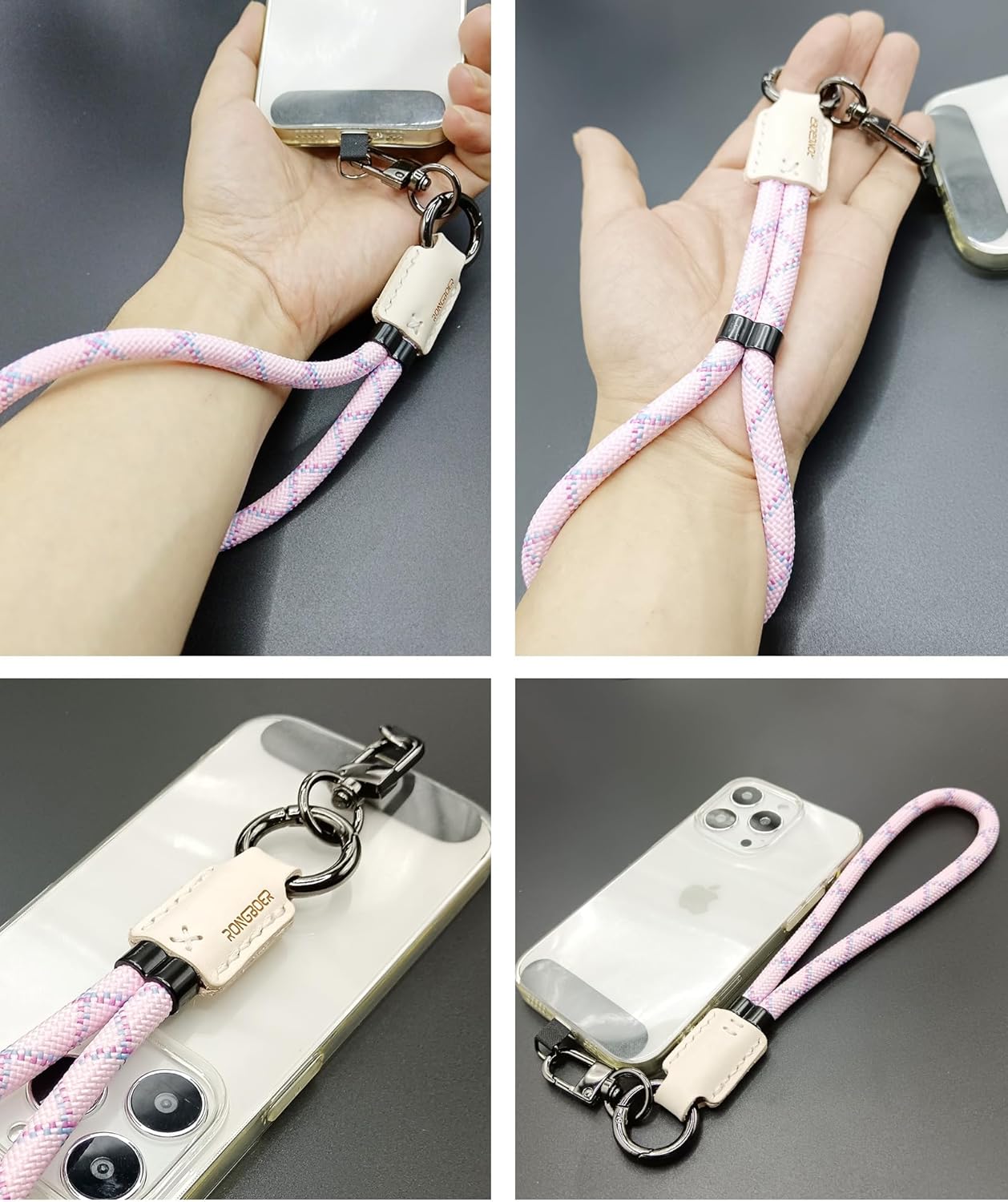 Handmade Cowhide Leather Phone Wrist Strap,Universal Adjustable Key Lanyard,Stylish Wristlet Keychains for Women&Men