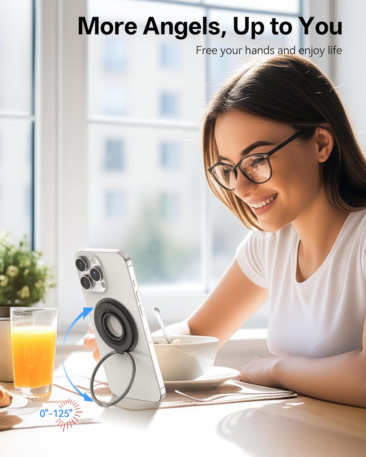 [2025 Newest] Magnetic Phone Grip for MagSafe Ring Holder, Magnet Phone Grip Stand Finger Kickstand Two-Sided Magnetic Compatible with iPhone 16 Pro/Max 15 14 13 12 11 Plus&Android